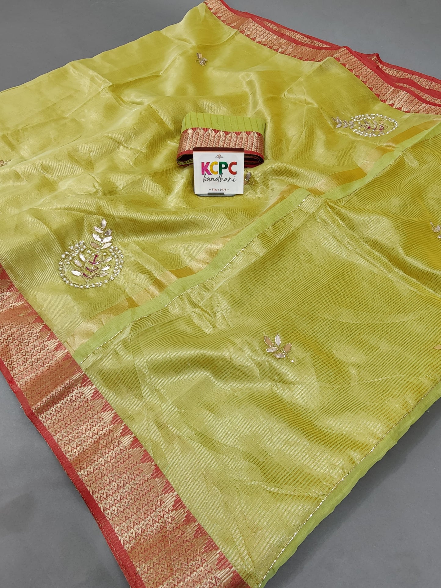 Pure Maheshwari Banarasi Jute Cotton Silk Gotapatti Saree with blouse