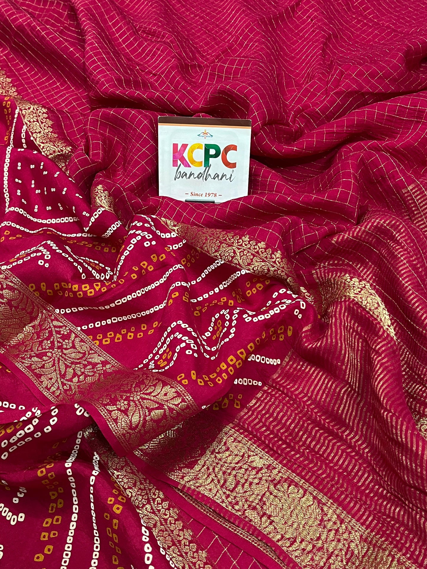 New Launch Designer Jaipuri Gaji Silk Bandhani Ghatchola Saree with blouse