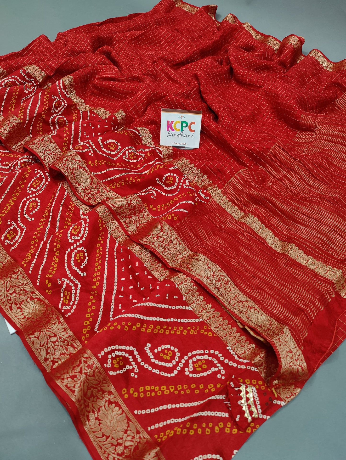 New Launch Designer Jaipuri Gaji Silk Bandhani Ghatchola Saree with blouse