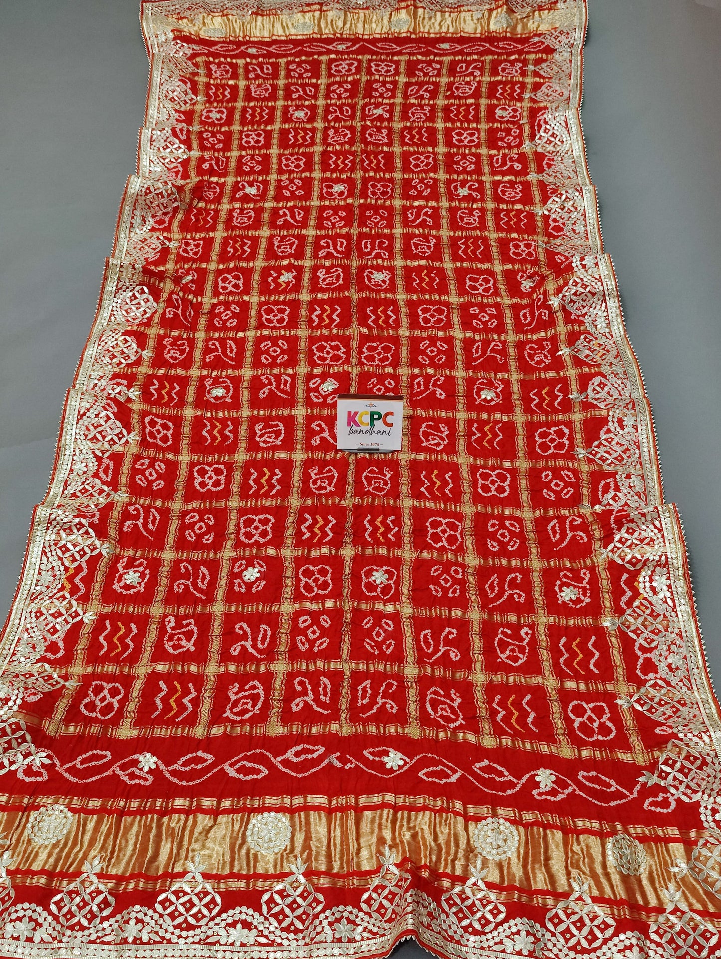 Pure Gaji Silk Bandhej Ghatchola Gotapatti Chunri Bridal Dupatta