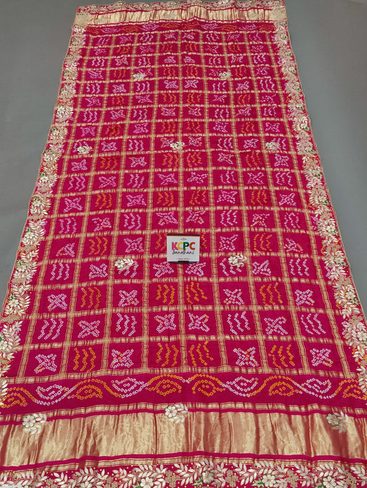 Designer Pure Gaji Silk Banarasi Bandhani  Ghatchola Gotapatti Work Dupatta