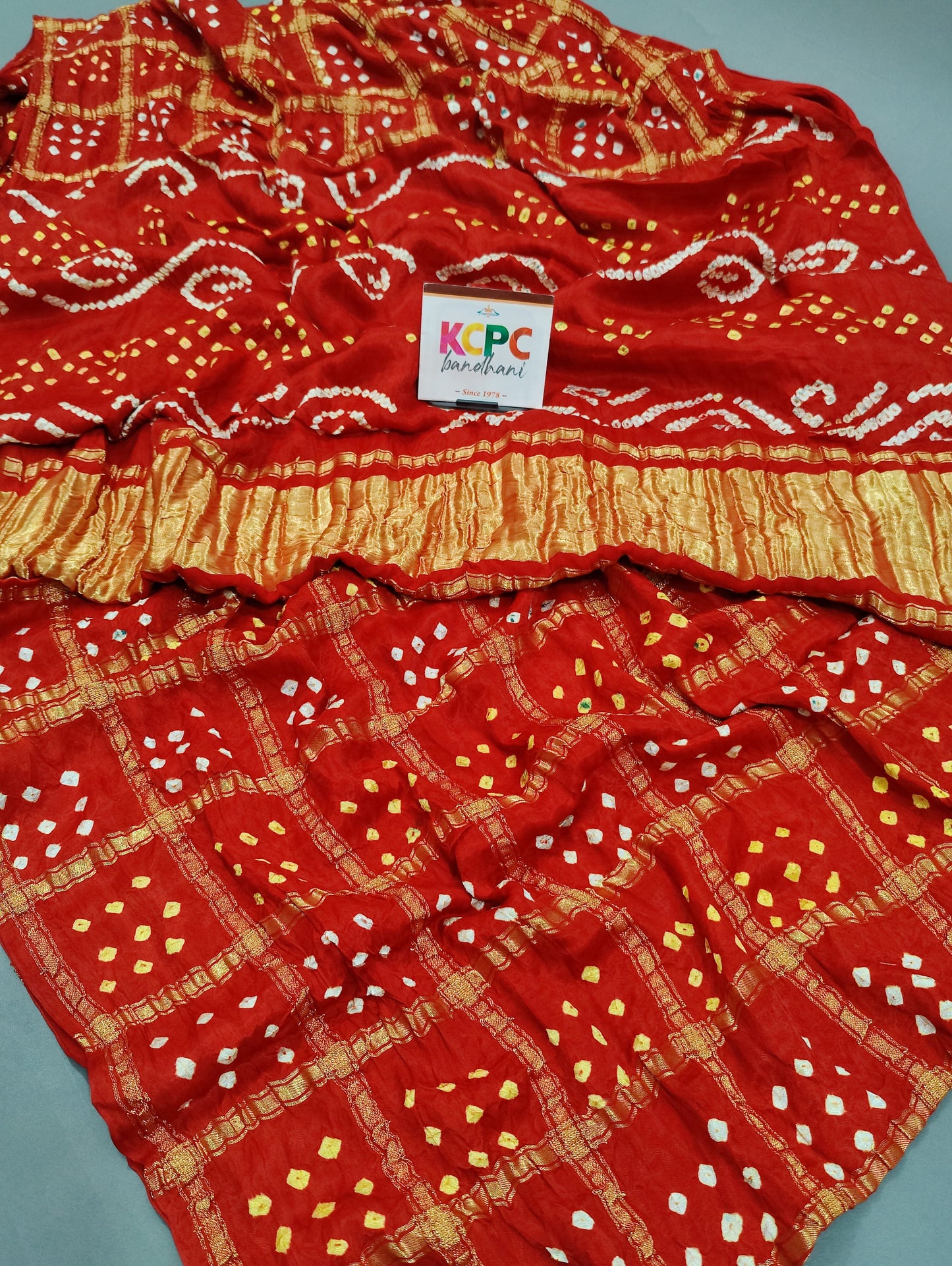 Pure Gaji Silk Bandhani Ghatchola Saree with Lagdi Patta Pallu, KCPC, NR