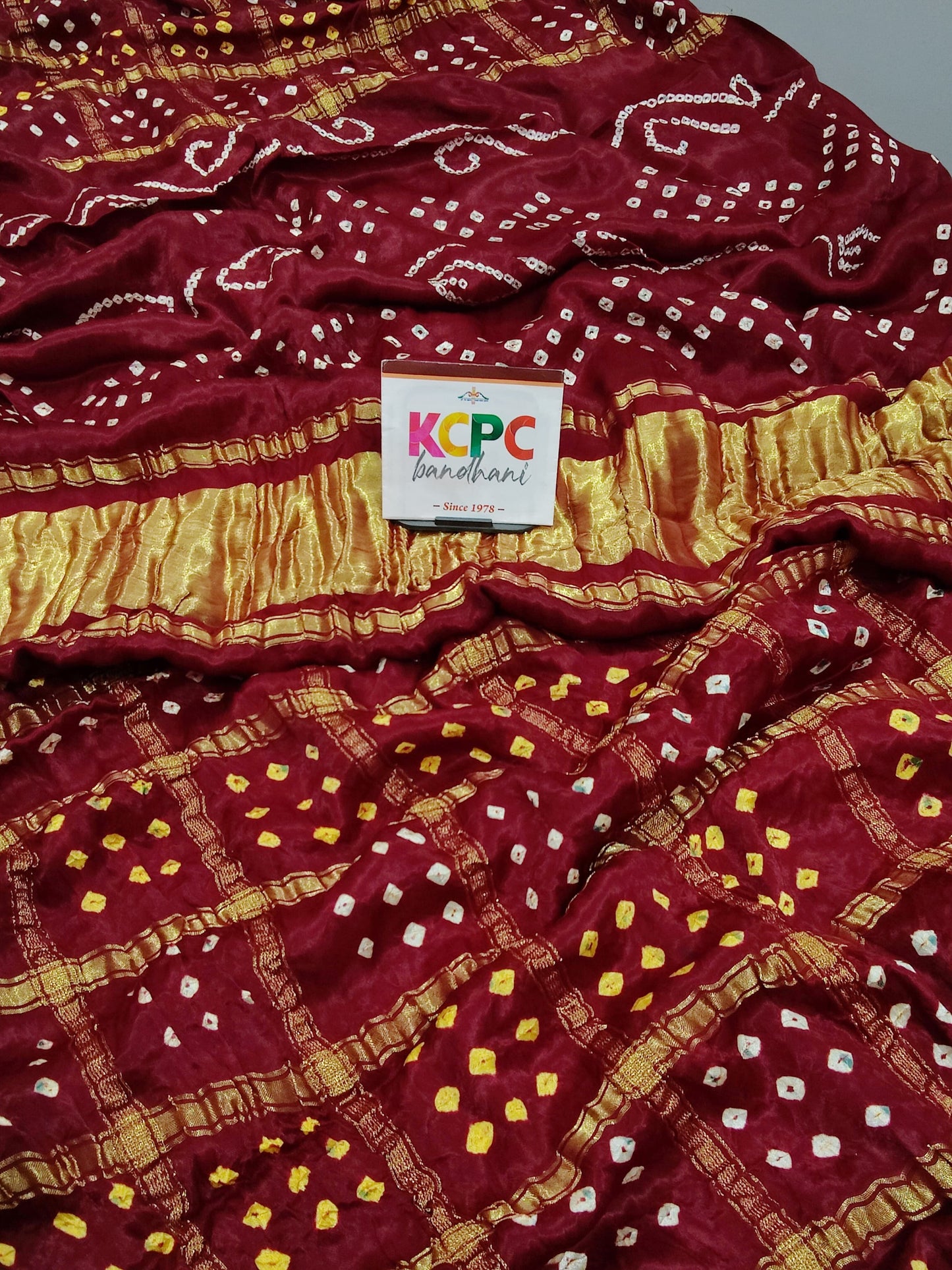 Pure Gaji Silk Bandhani Ghatchola Saree with Lagdi Patta Pallu, KCPC, NR