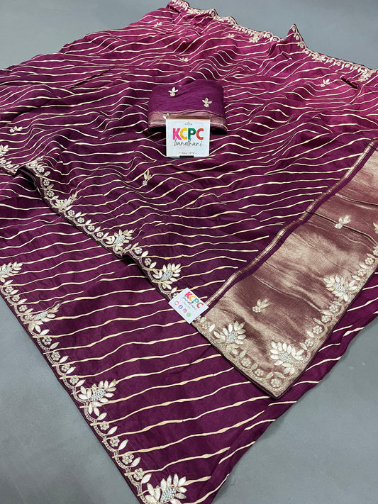 New Dola Silk Gotapatti Jaipuri Handwork Saree with Blouse amt