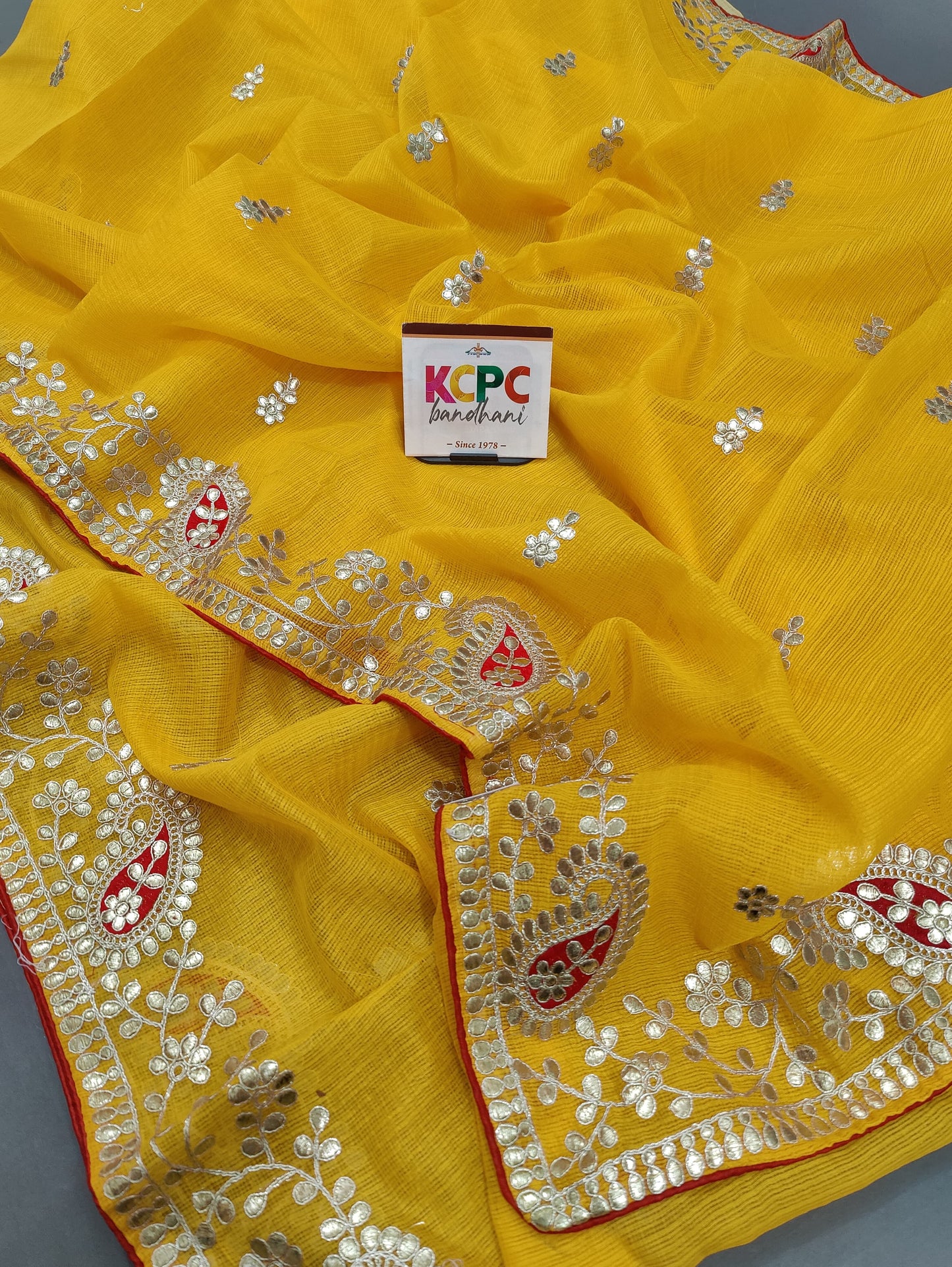 New Bikaneri Kota Doria Gotapatti Work Mangal Path Special Saree with blouse