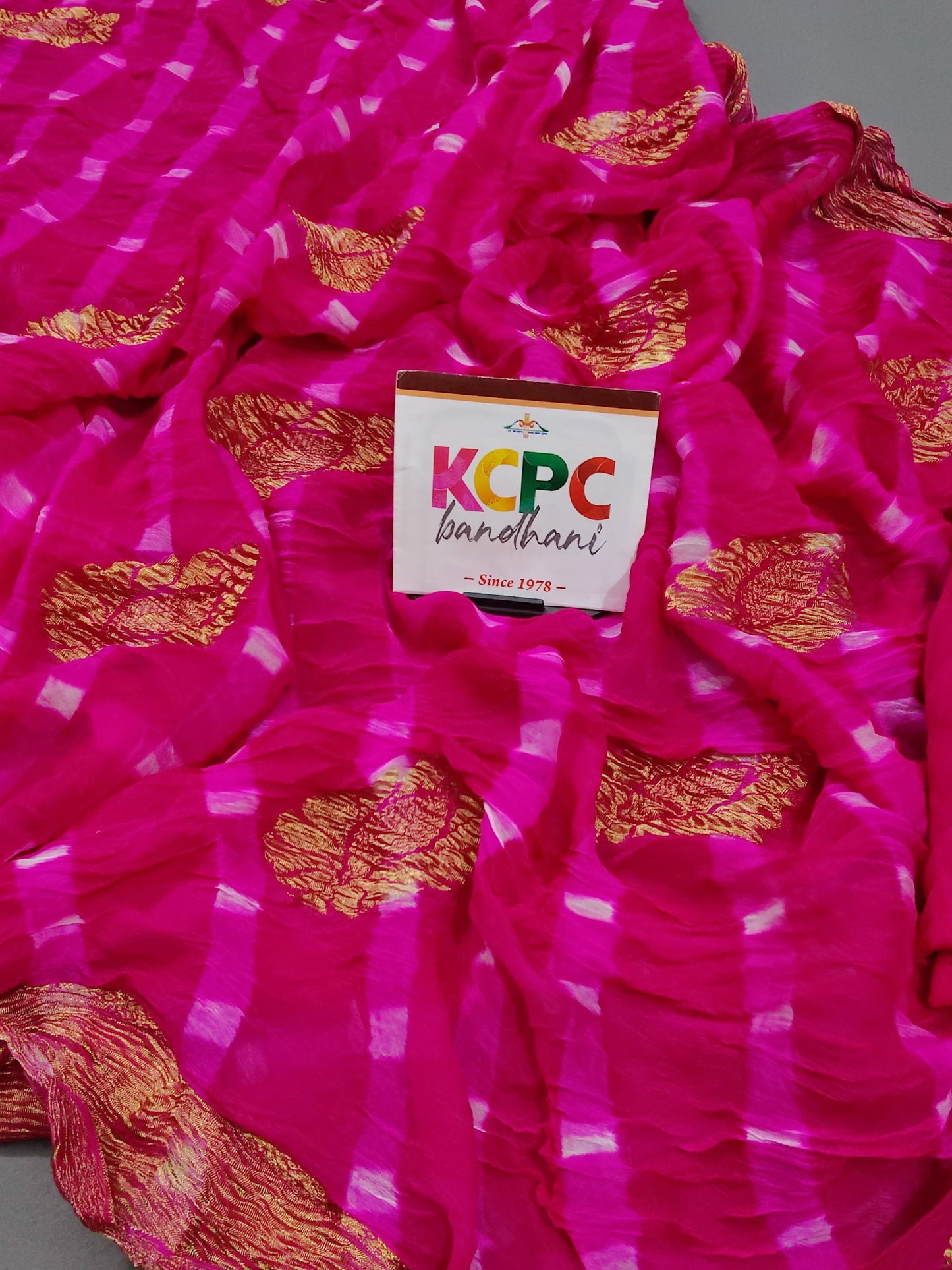 New KcPc Pure Georgette Leheriya Banarasi Weaving Saree