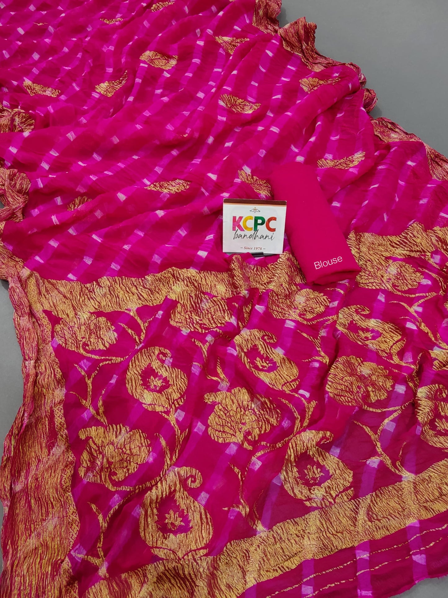 New KcPc Pure Georgette Leheriya Banarasi Weaving Saree