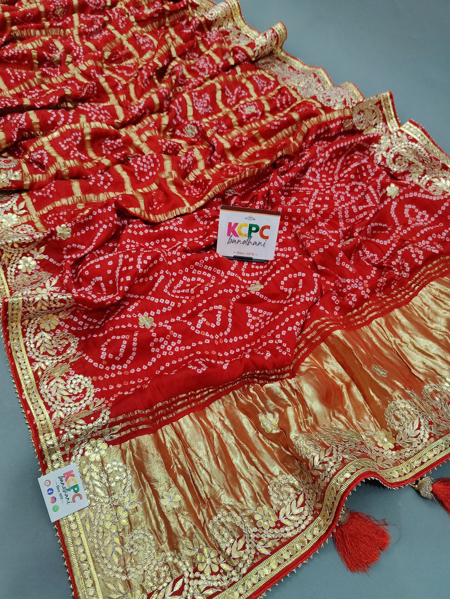 PURE GAZZI SILK GHATCHOLA WITH GOTA PATI WORK SAREE,KCPC,NR