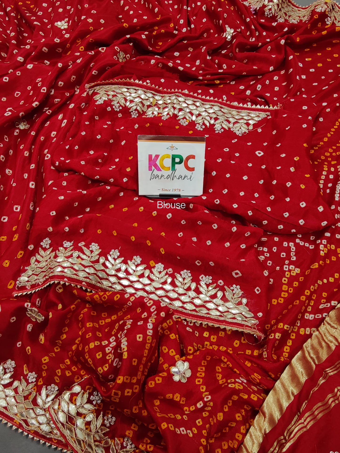 Latest New Pure Gaji Silk Bandhani Ekdana Bandhej Gota Patti Work saree KCPC, Amt*