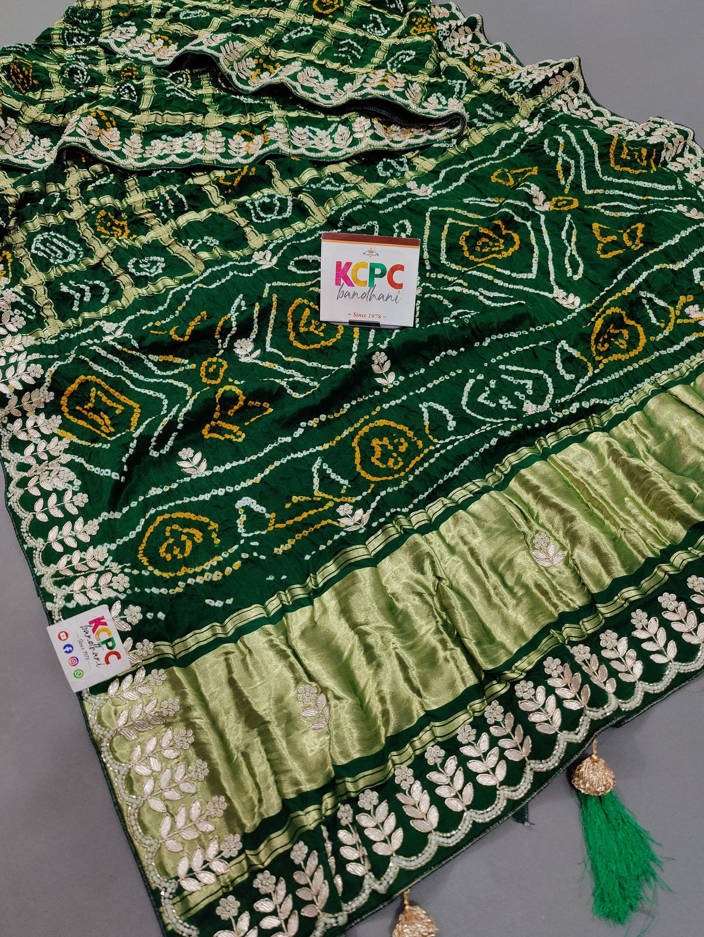 Pure Gaji Silk Bandhani Ghatchola Gotapatti Saree With Blouse, nr, kc