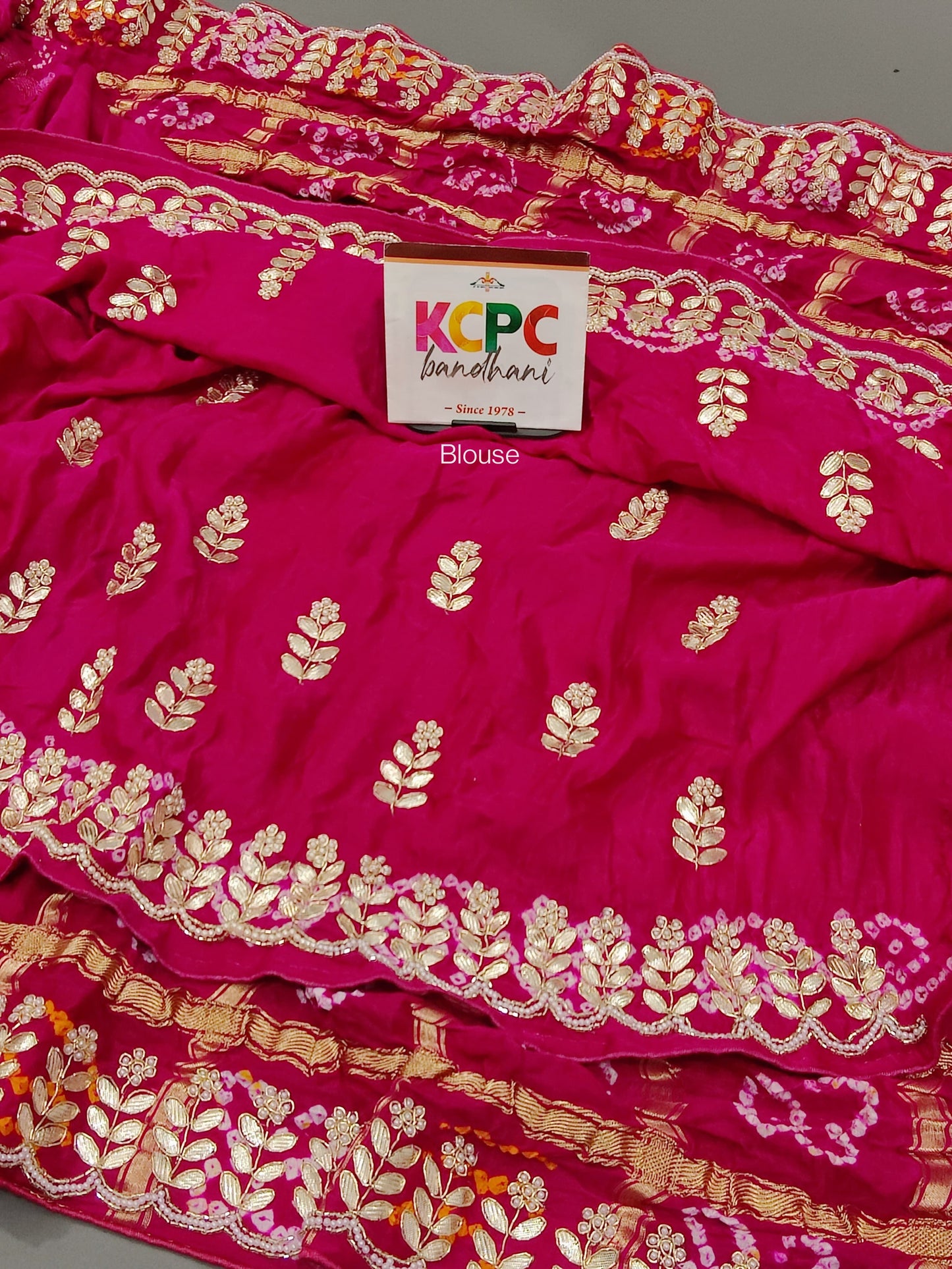 Pure Gaji Silk Bandhani Ghatchola Gotapatti Saree With Blouse, nr, kc