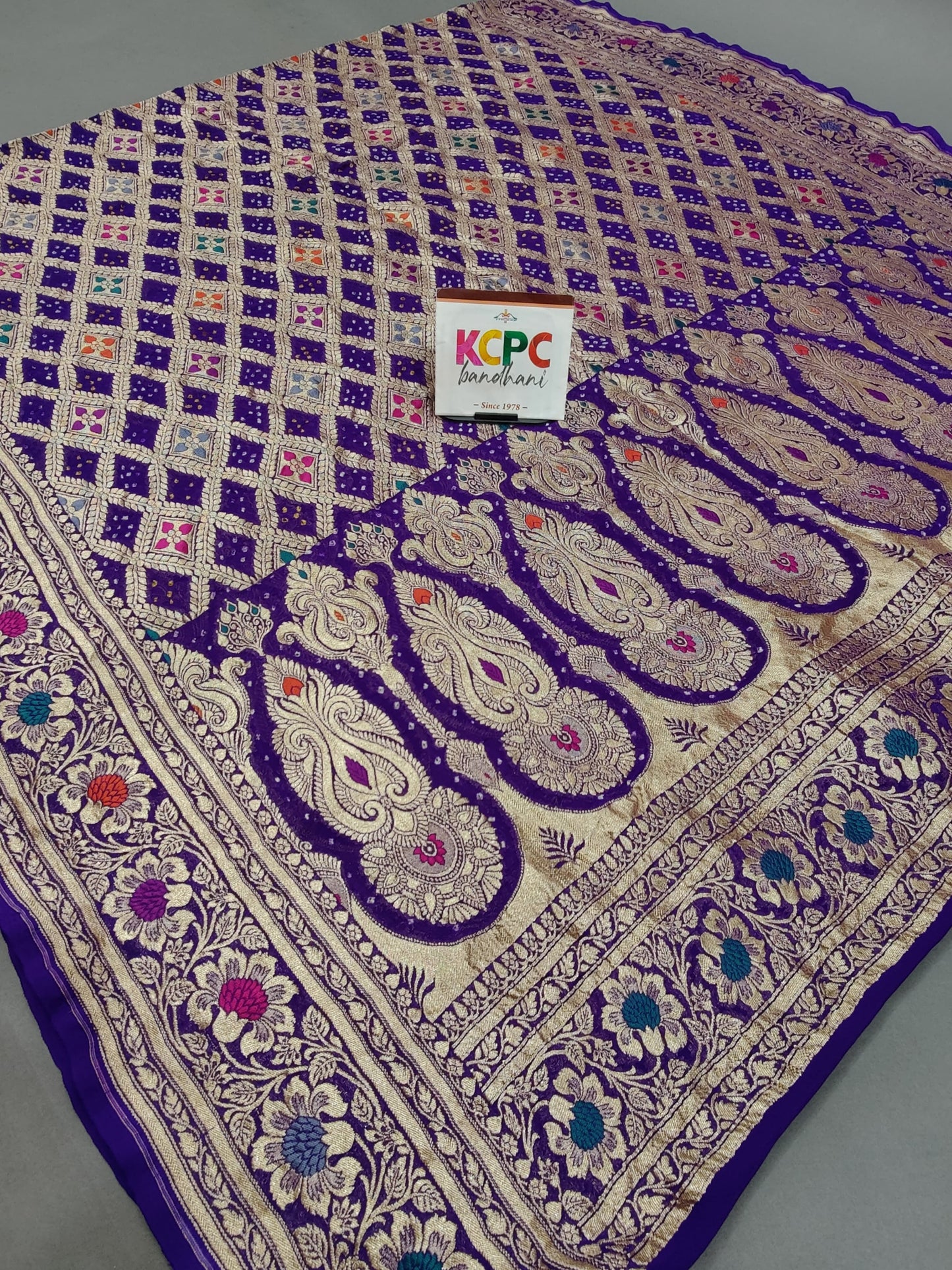 Latest New Launch Pure Khaddi Georgette Meenakari Neemzari Bandhej Dupatta, KCPC