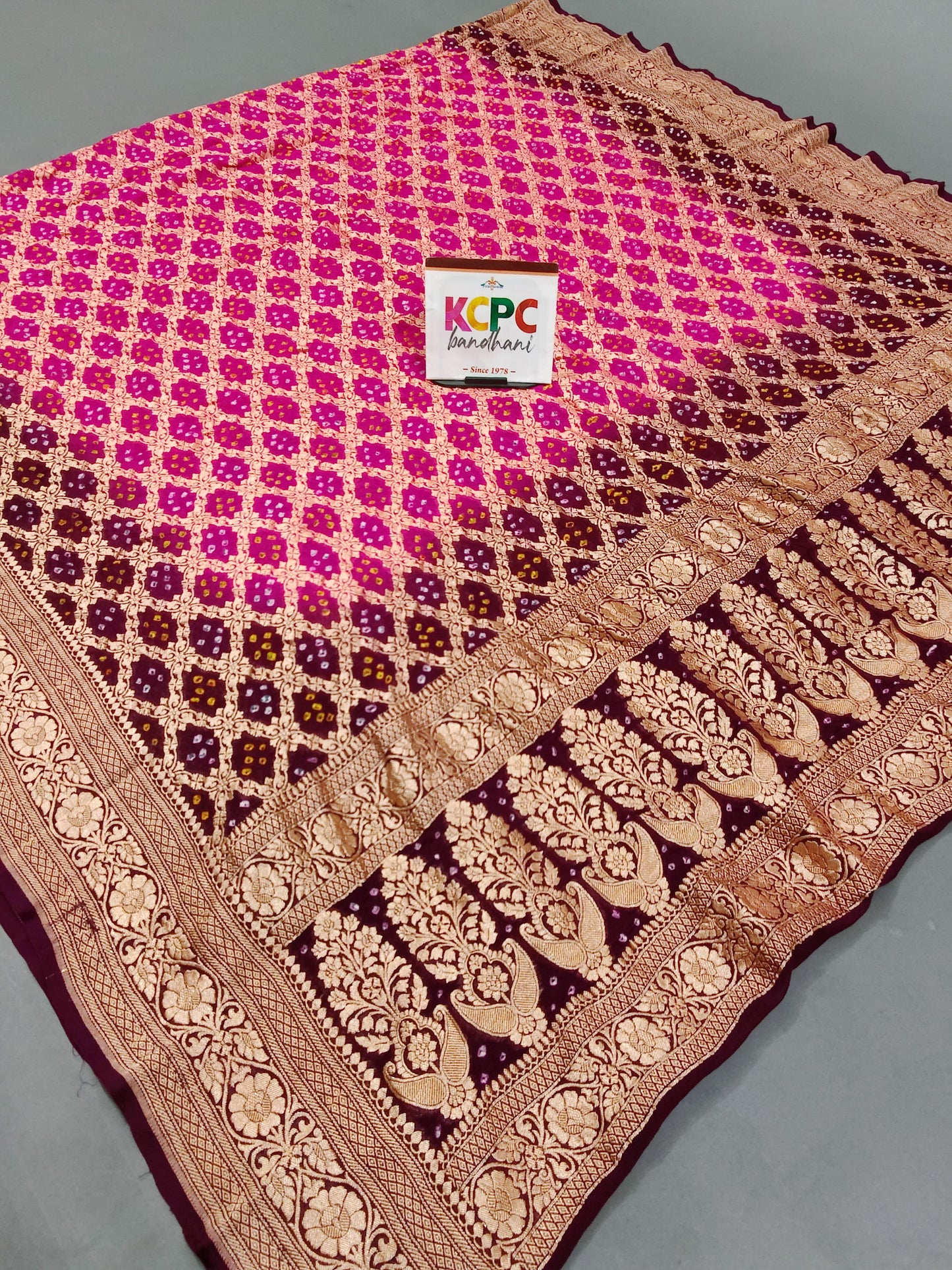 Latest New Launch Pure Khaddi Georgette Upada Neemzari Bandhej Dupatta, KCPC