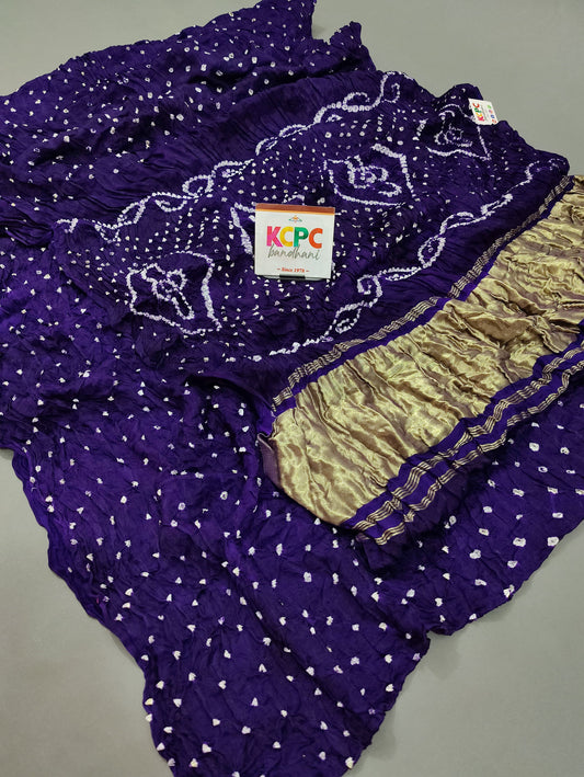 Gaji Silk Bandhani Ekdana Bandhej Saree with Lagdi Patta, NR, KCPC