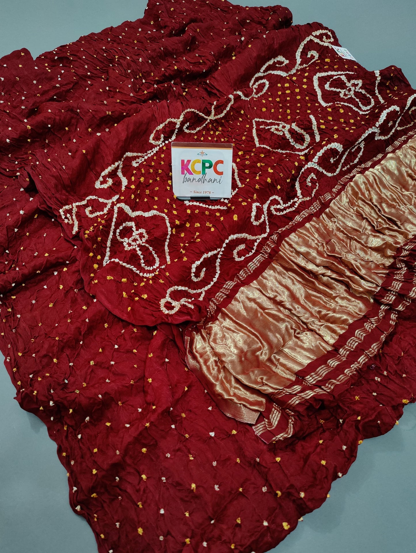 Gaji Silk Bandhani Ekdana Bandhej Saree with Lagdi Patta, NR, KCPC