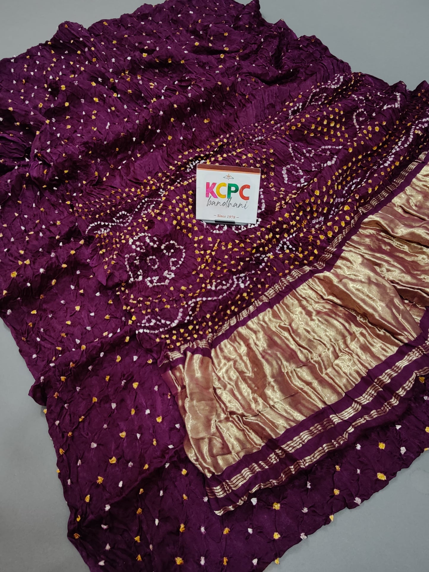 Gaji Silk Bandhani Ekdana Bandhej Saree with Lagdi Patta, NR, KCPC