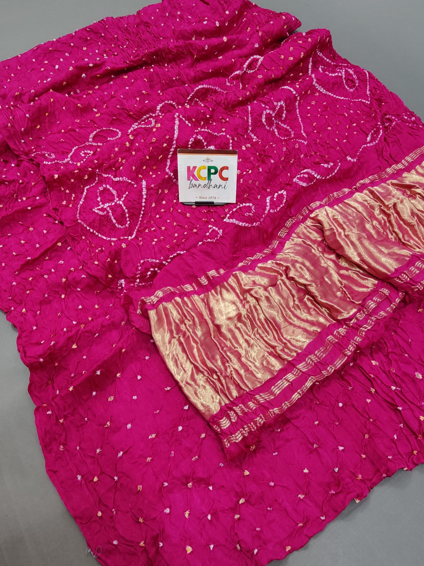 Gaji Silk Bandhani Ekdana Bandhej Saree with Lagdi Patta, NR, KCPC