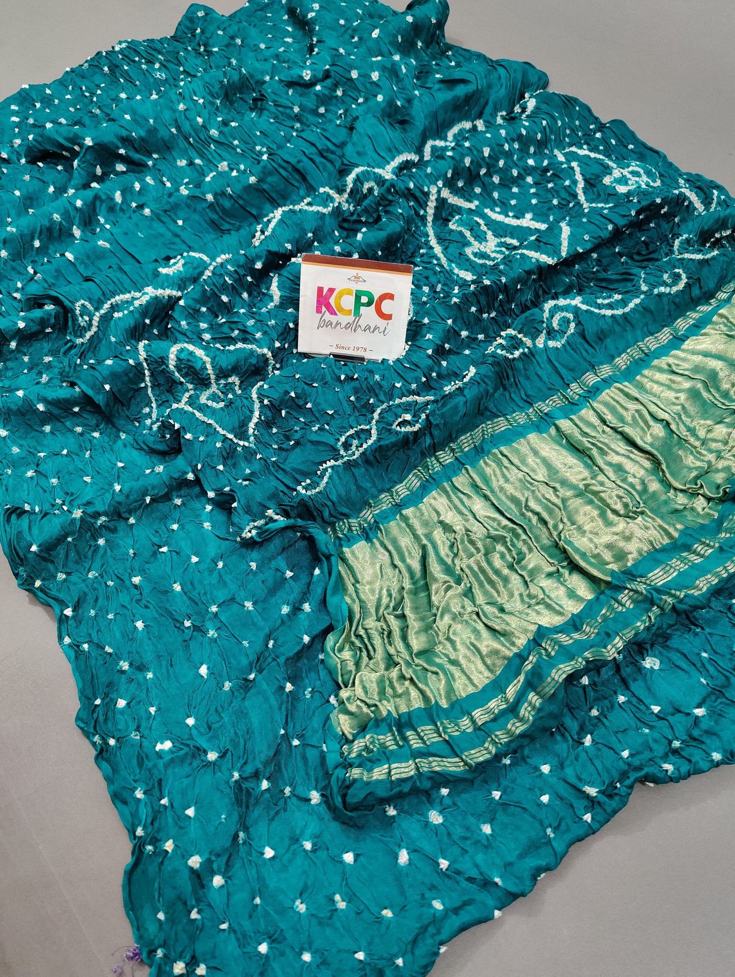 Gaji Silk Bandhani Ekdana Bandhej Saree with Lagdi Patta, NR, KCPC