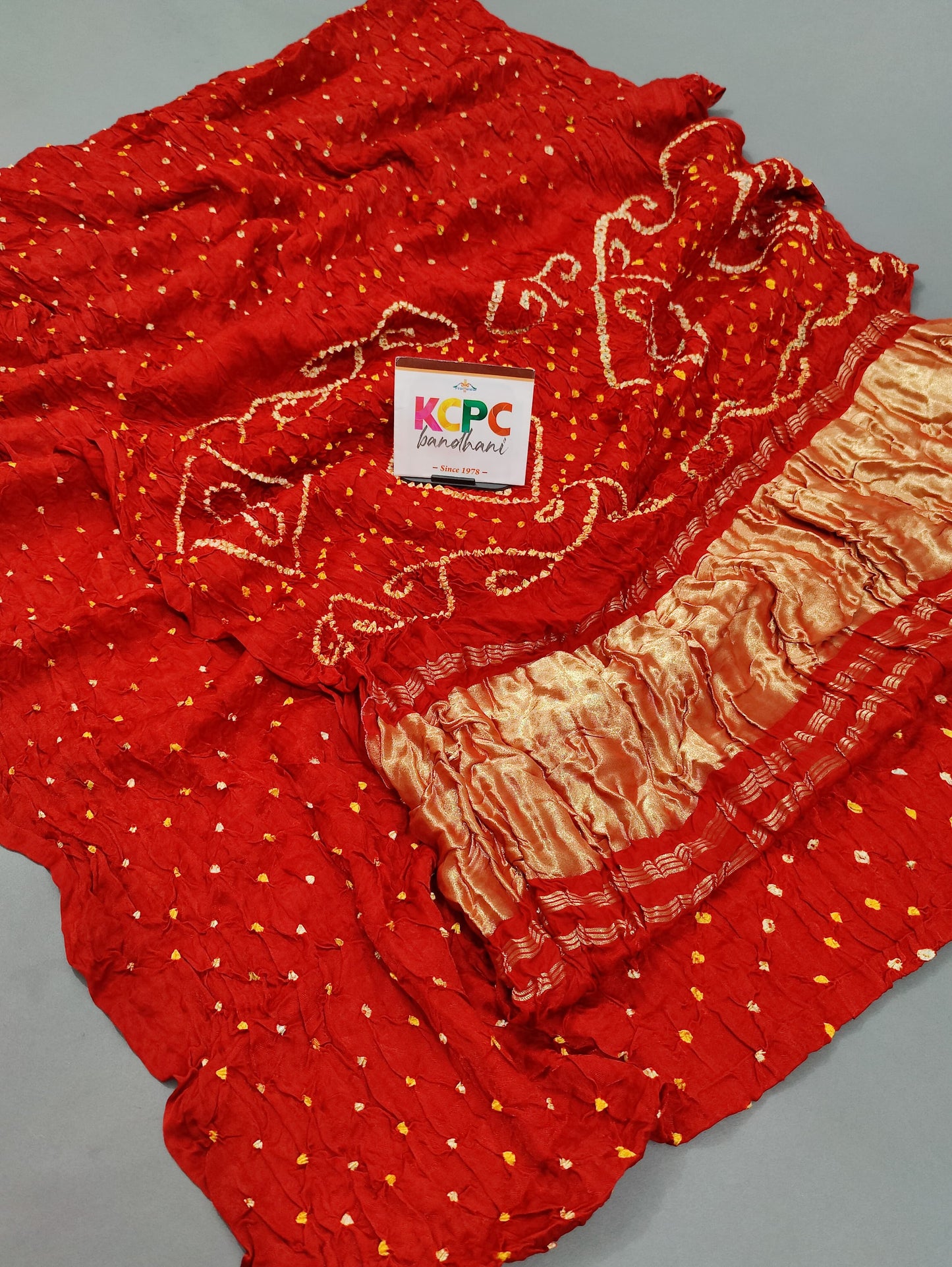 Gaji Silk Bandhani Ekdana Bandhej Saree with Lagdi Patta, NR, KCPC