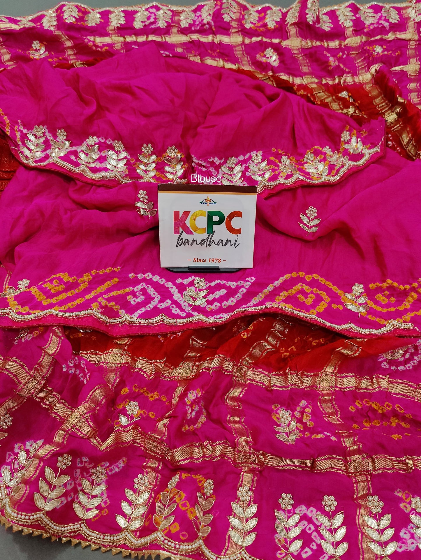 Pure Gaji Silk Bandhani Ghatchola Gotapatti Saree With Blouse, nr, kc