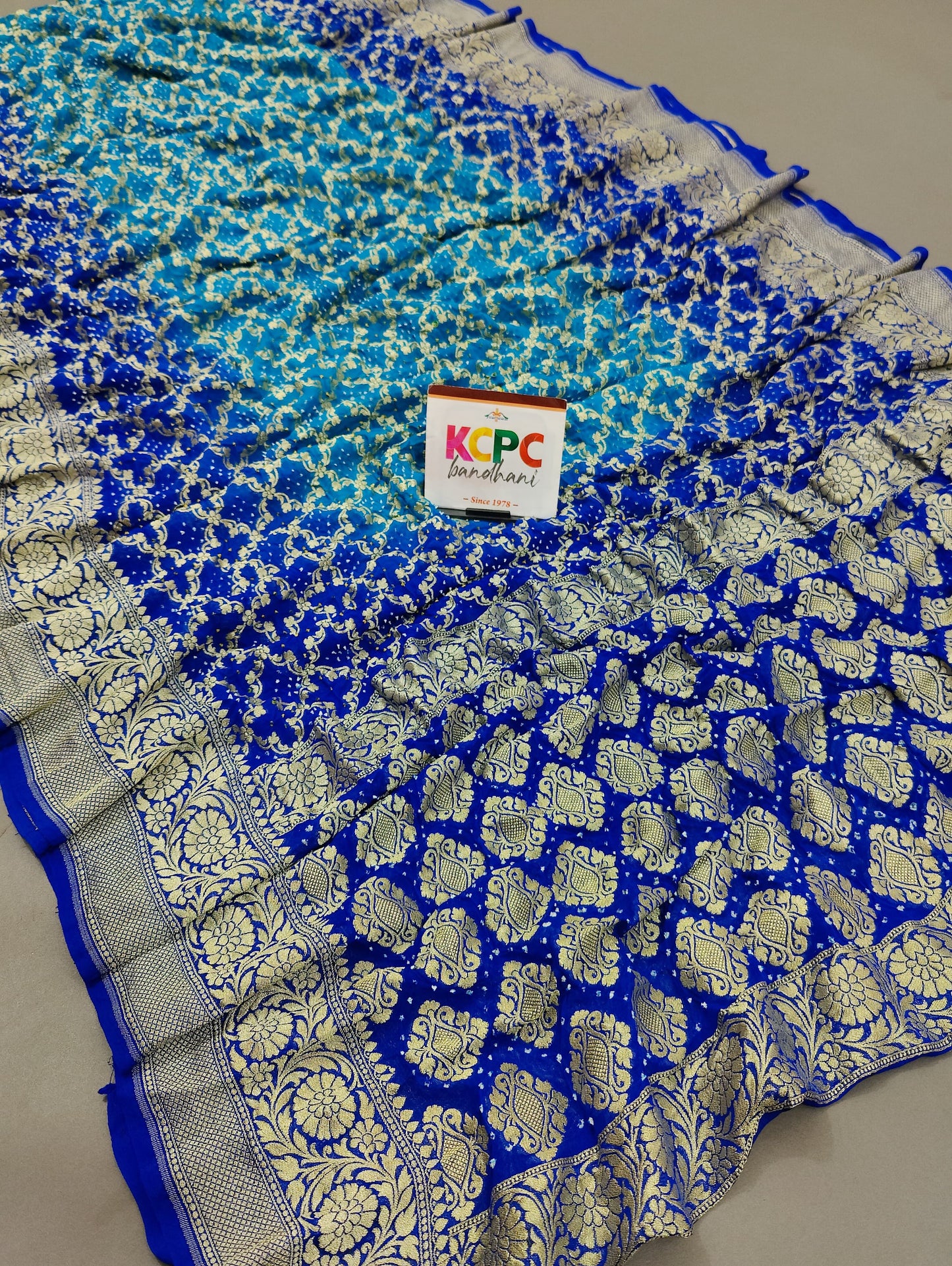 Latest New Launch Pure Khaddi Georgette Upada Neemzari Bandhej Saree, KCPC