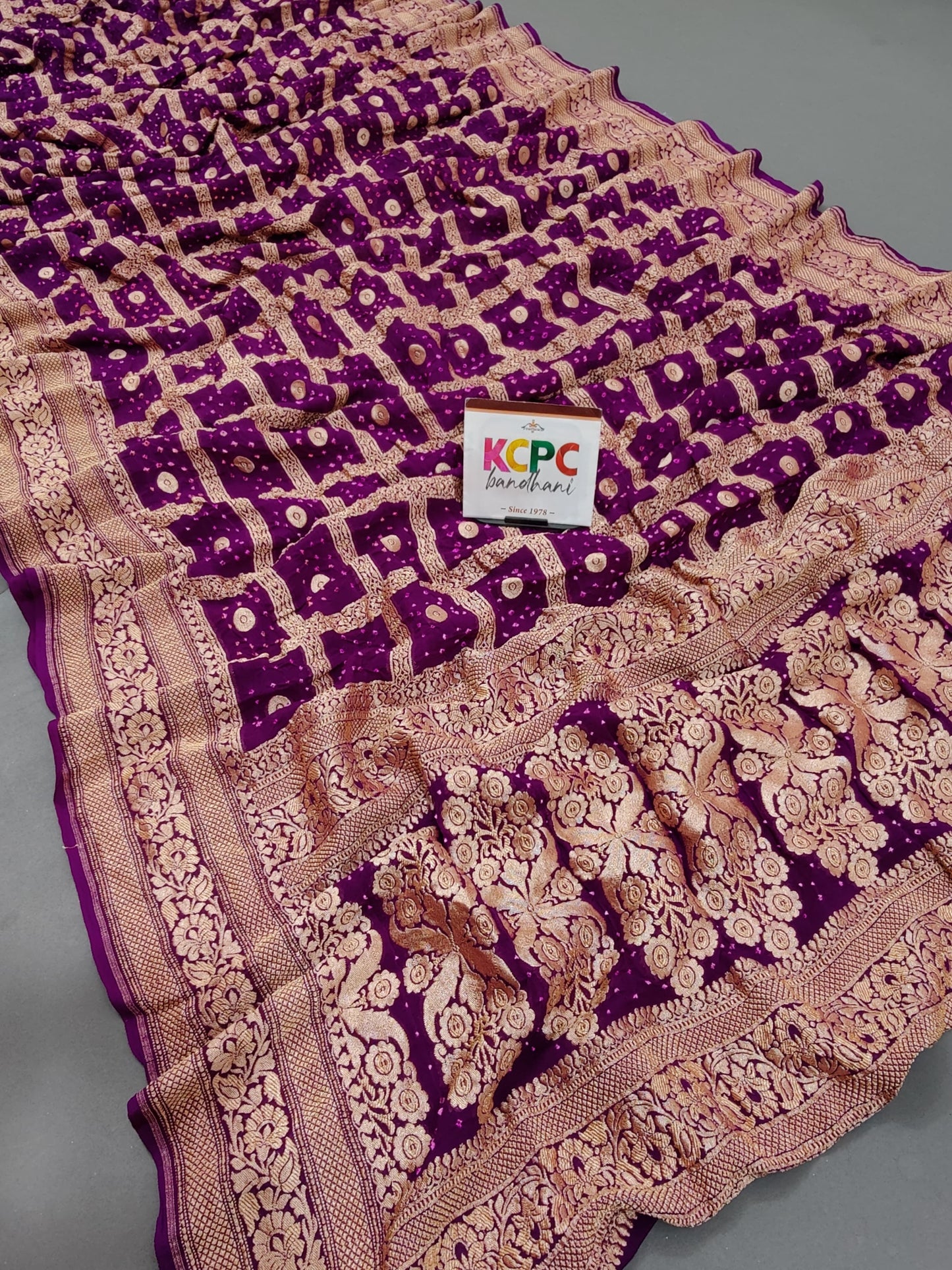 Latest New Launch Pure Khaddi Georgette Upada Neemzari Bandhej Saree, KCPC