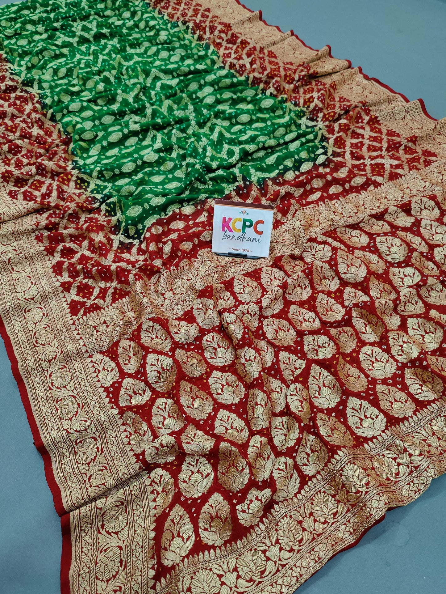 Latest New Launch Pure Khaddi Georgette Upada Neemzari Bandhej Saree, KCPC