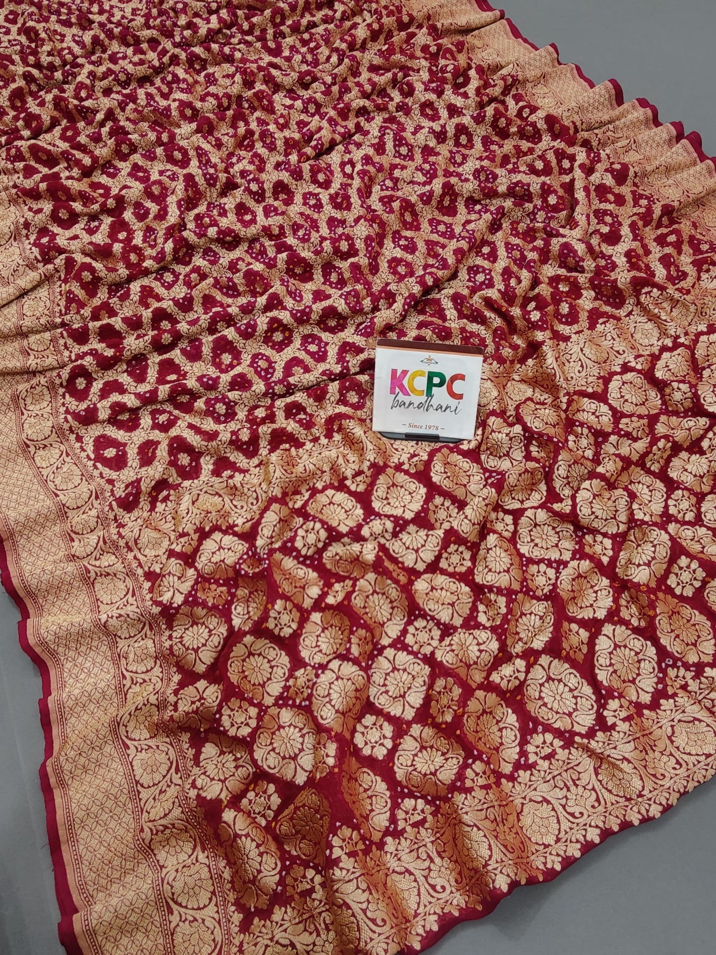 Latest New Launch Pure Khaddi Georgette Upada Neemzari Bandhej Saree, KCPC