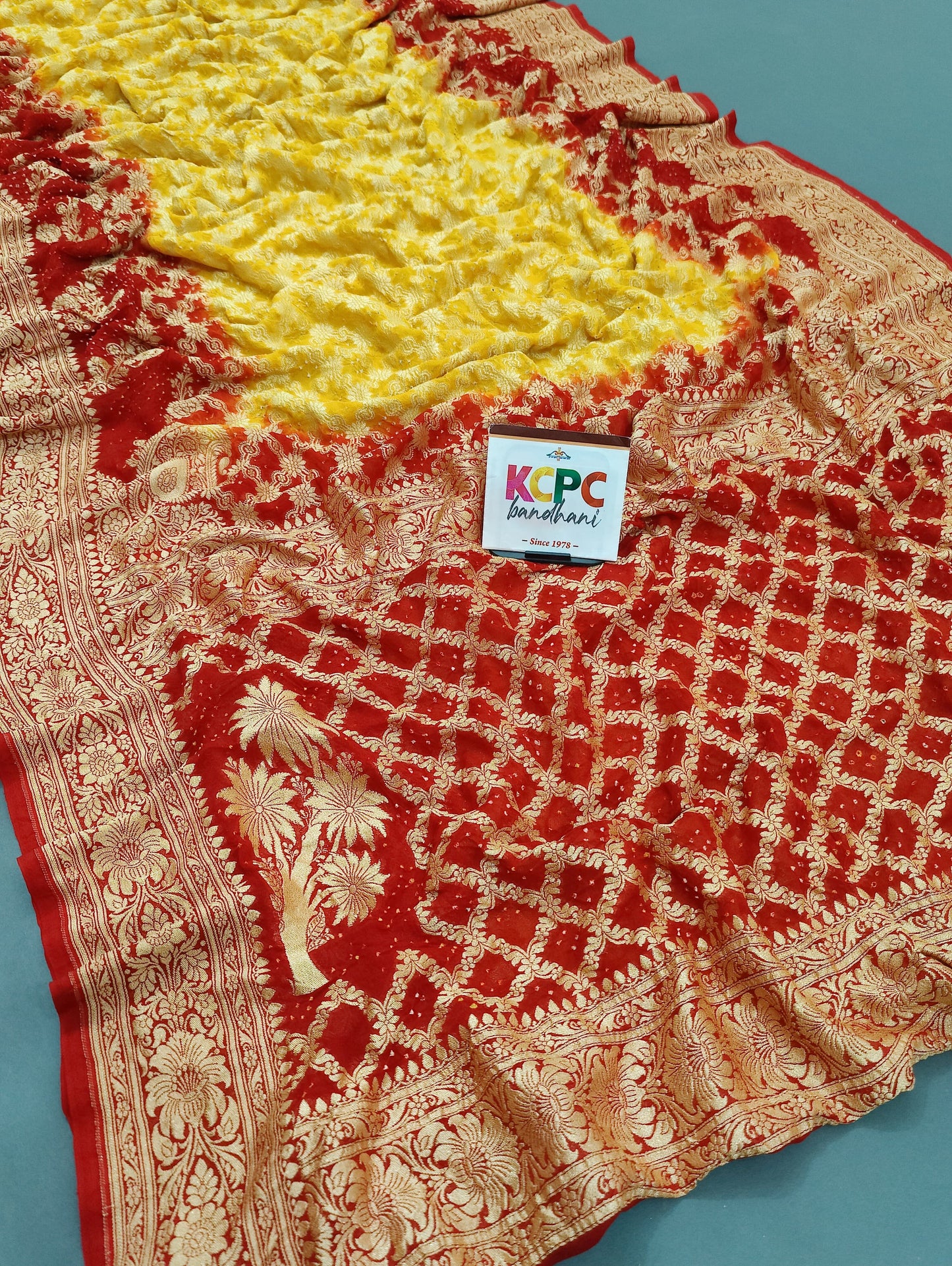 Latest New Launch Pure Khaddi Georgette Upada Neemzari Bandhej Saree, KCPC