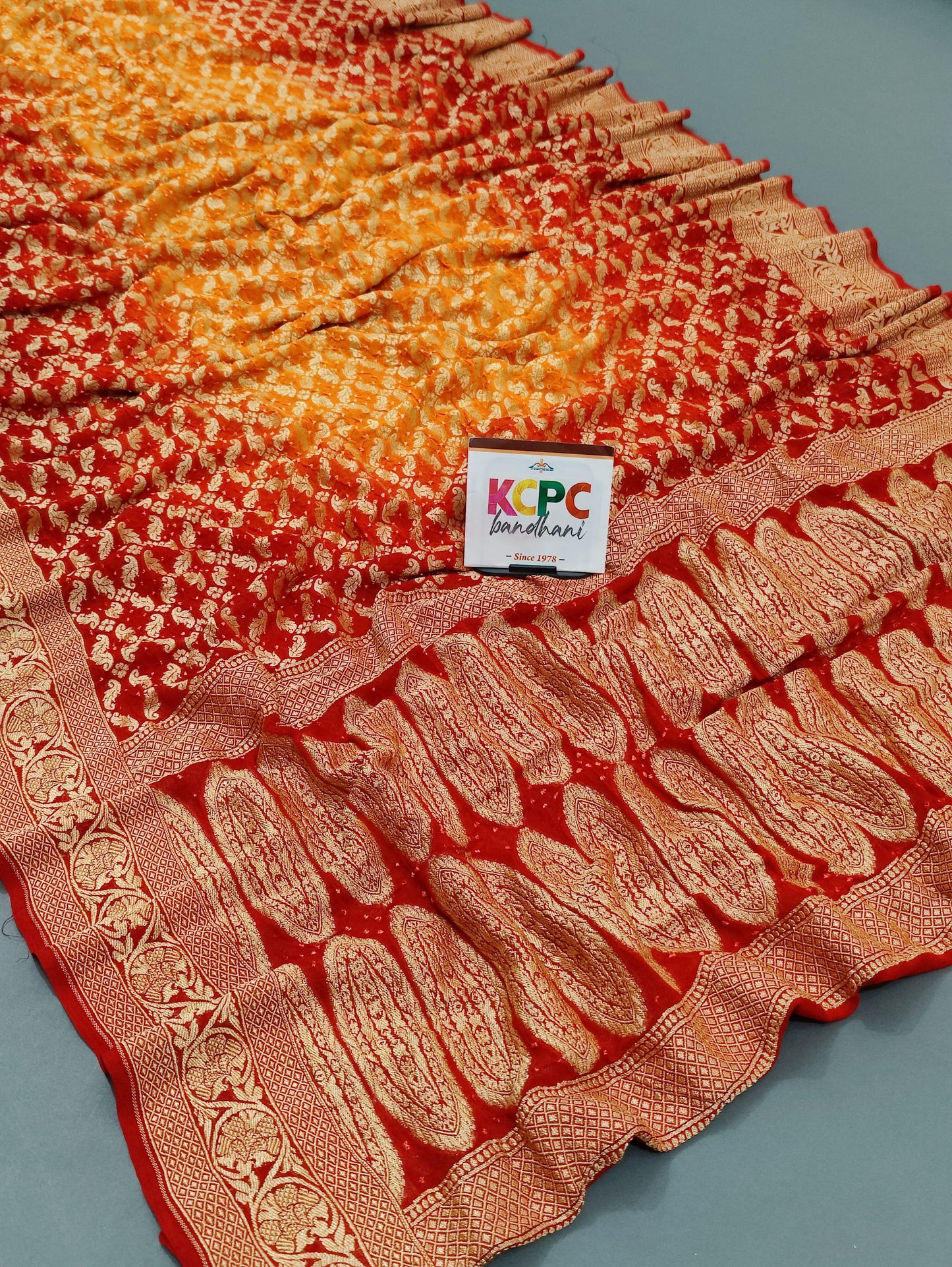 Latest New Launch Pure Khaddi Georgette Upada Neemzari Bandhej Saree, KCPC