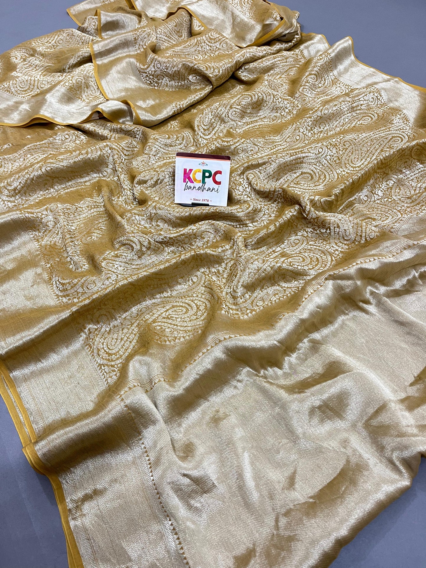 Pure Khaddi Georgette Golden Banarasi Zari Weaving Saree, NR, AMT