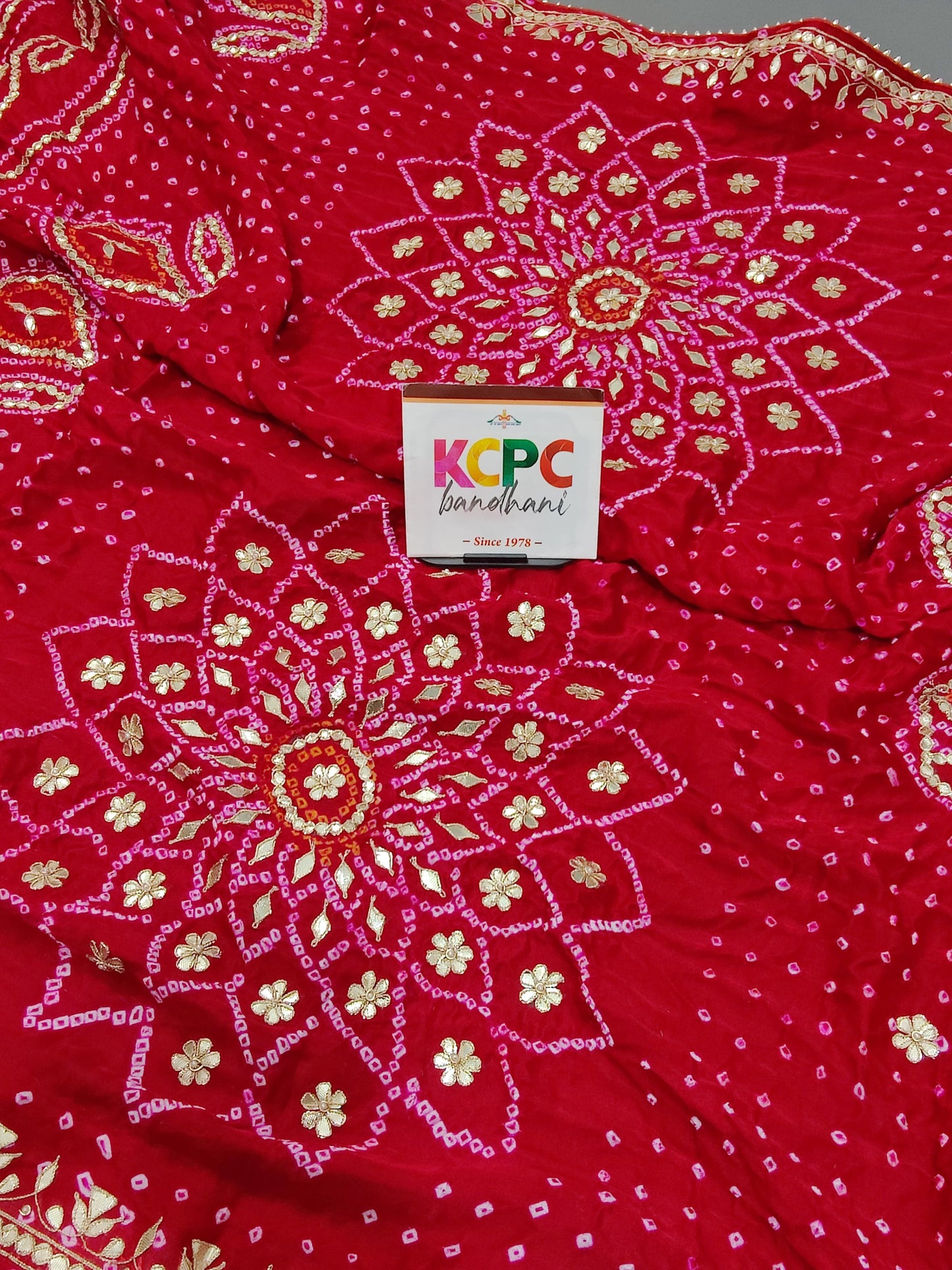 Latest New Pure Gaji silk Bandhani Designer Hand Gotapatti Work saree with heavy blouse, KCPC, AMT