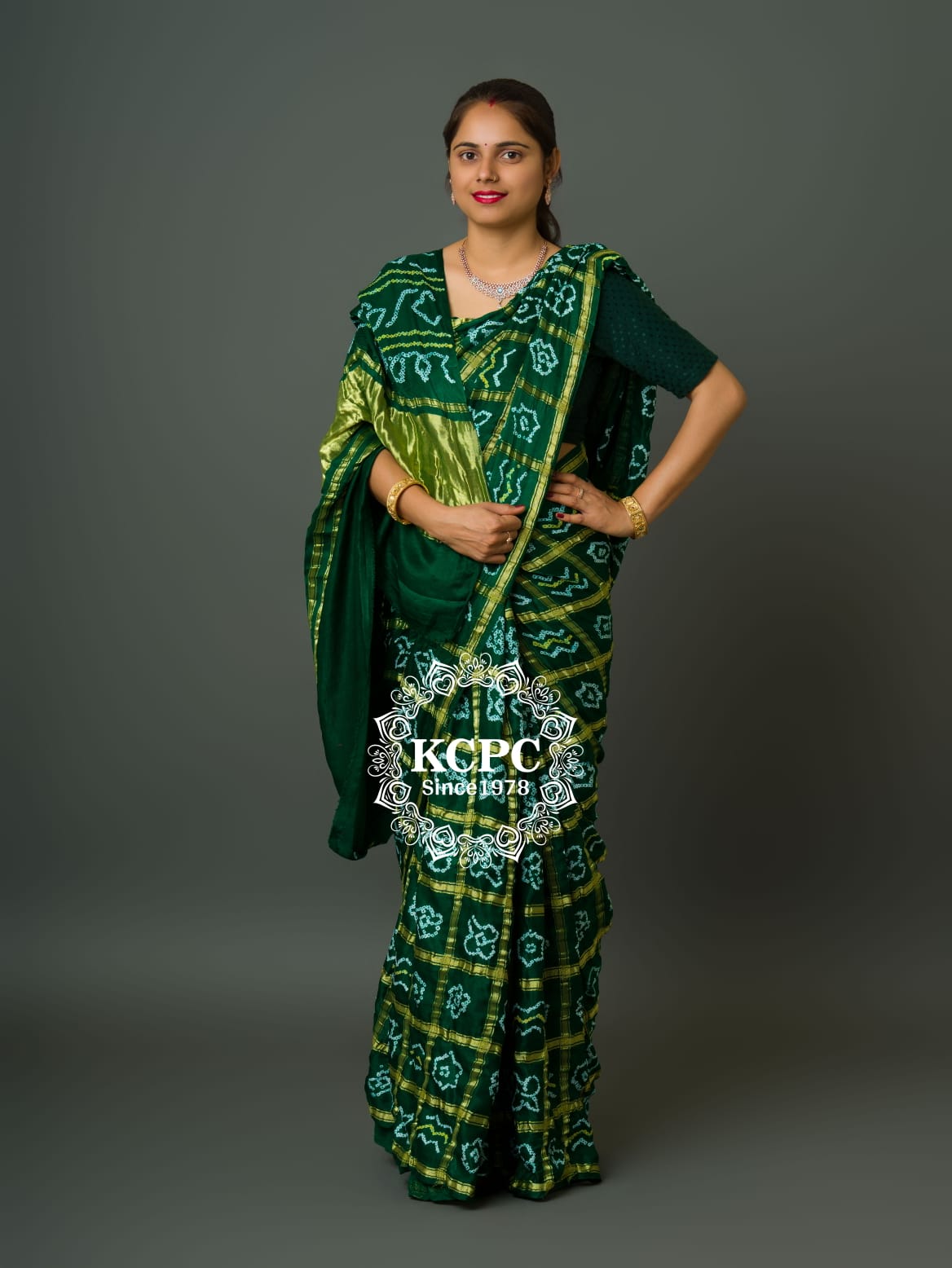 Pure Gaji Silk Bandhani Ghatchola Saree with Blouse, OR, KCPC