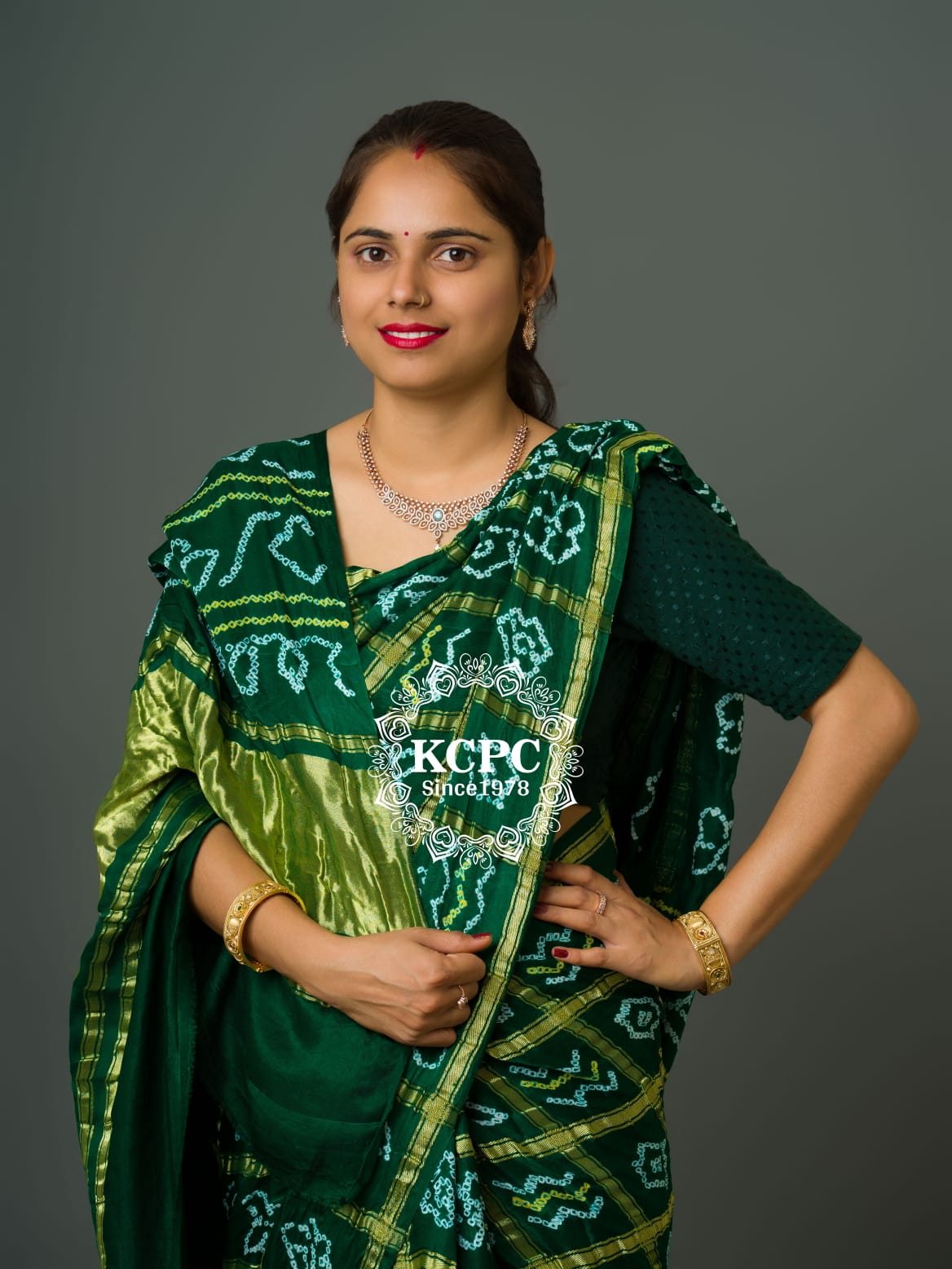 Pure Gaji Silk Bandhani Ghatchola Saree with Blouse, OR, KCPC