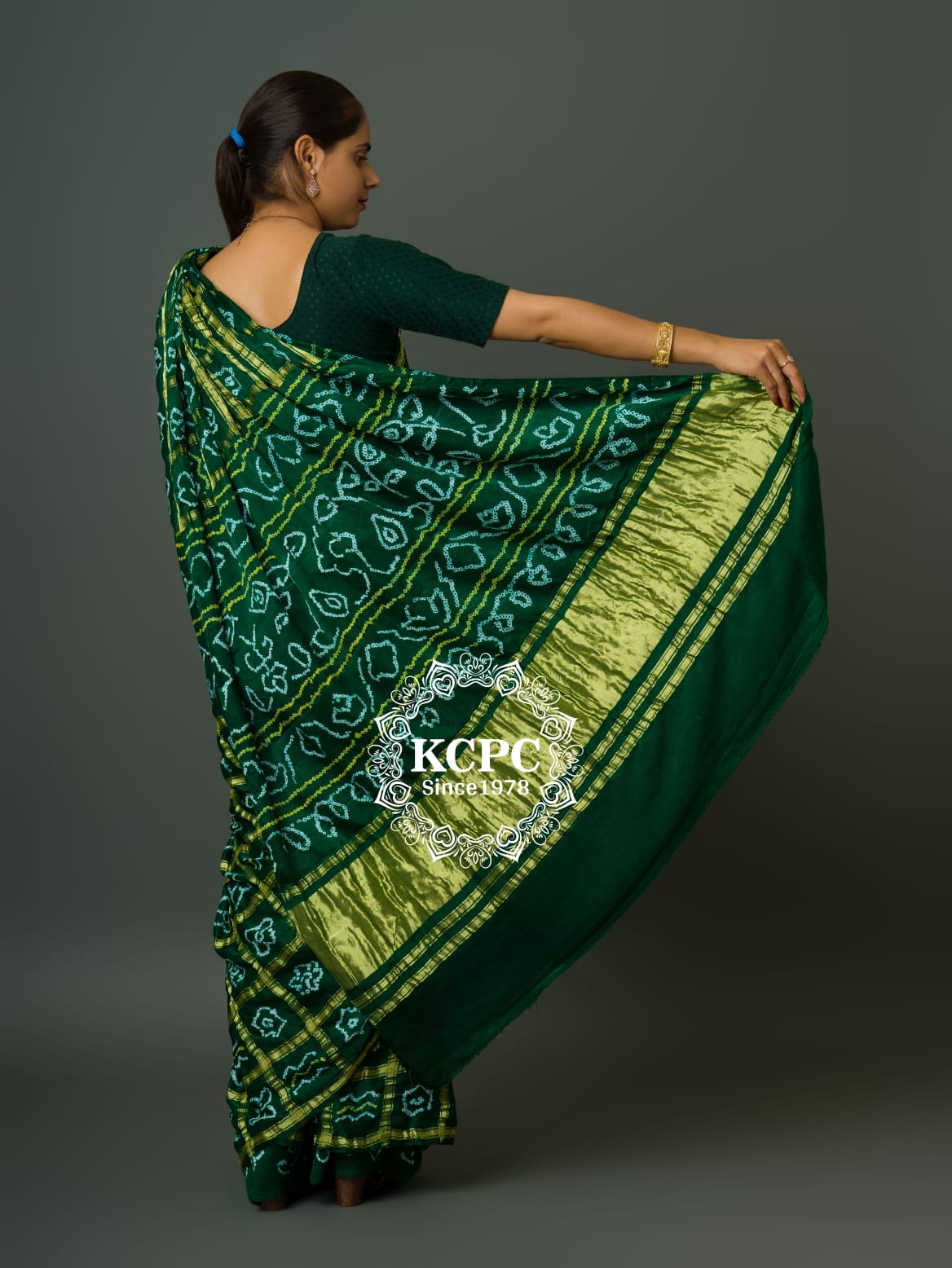 Pure Gaji Silk Bandhani Ghatchola Saree with Blouse, OR, KCPC