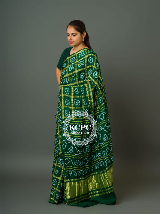 Pure Gaji Silk Bandhani Ghatchola Saree with Blouse, OR, KCPC