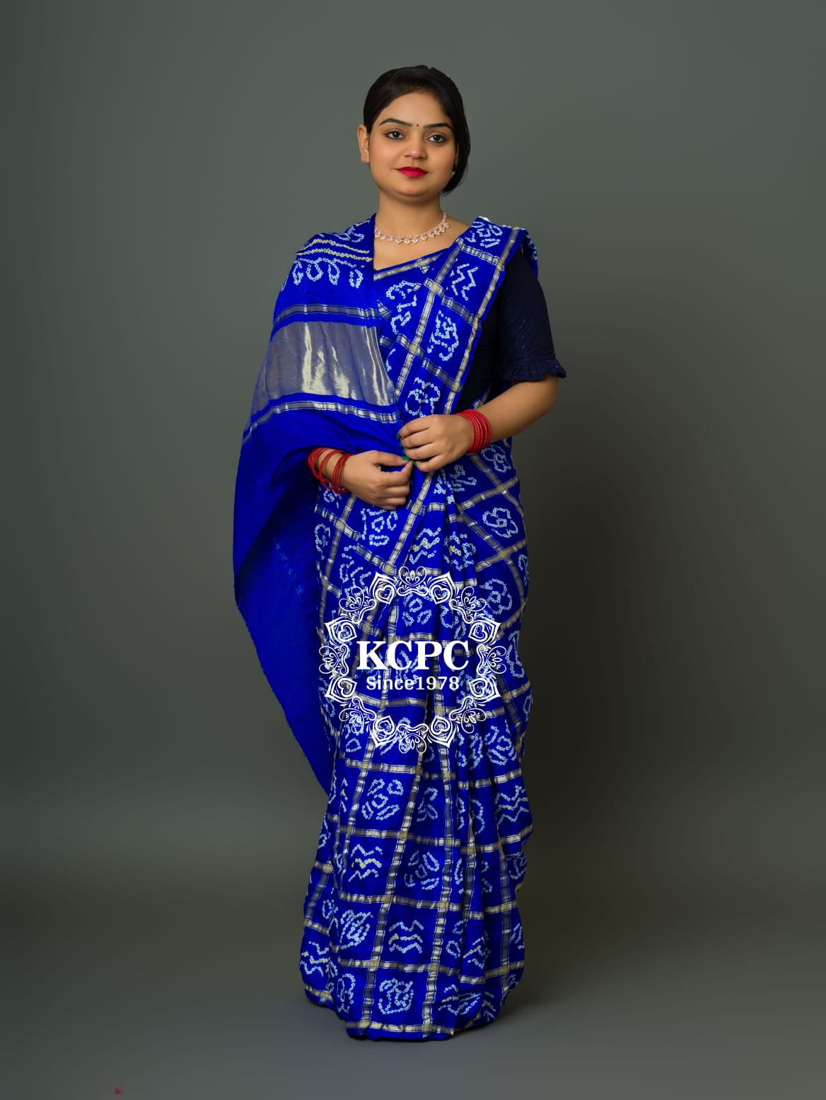 Pure Gaji Silk Bandhani Ghatchola Saree with Blouse, OR, KCPC