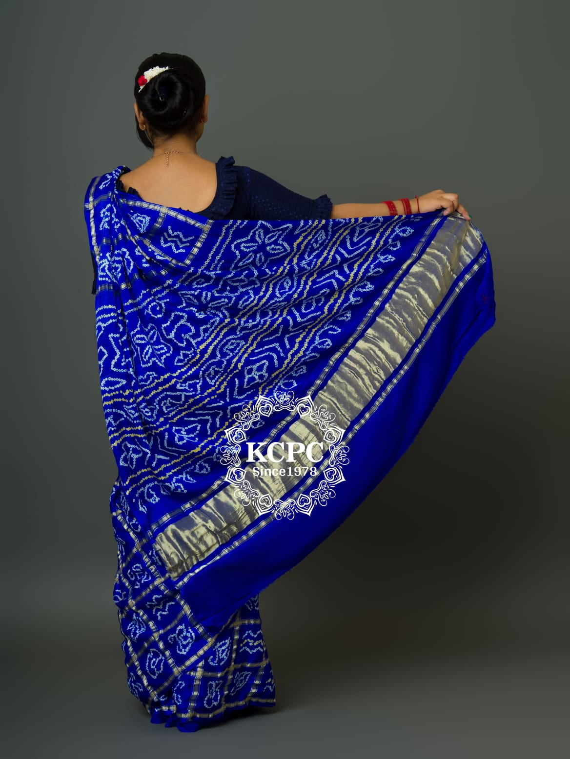 Pure Gaji Silk Bandhani Ghatchola Saree with Blouse, OR, KCPC