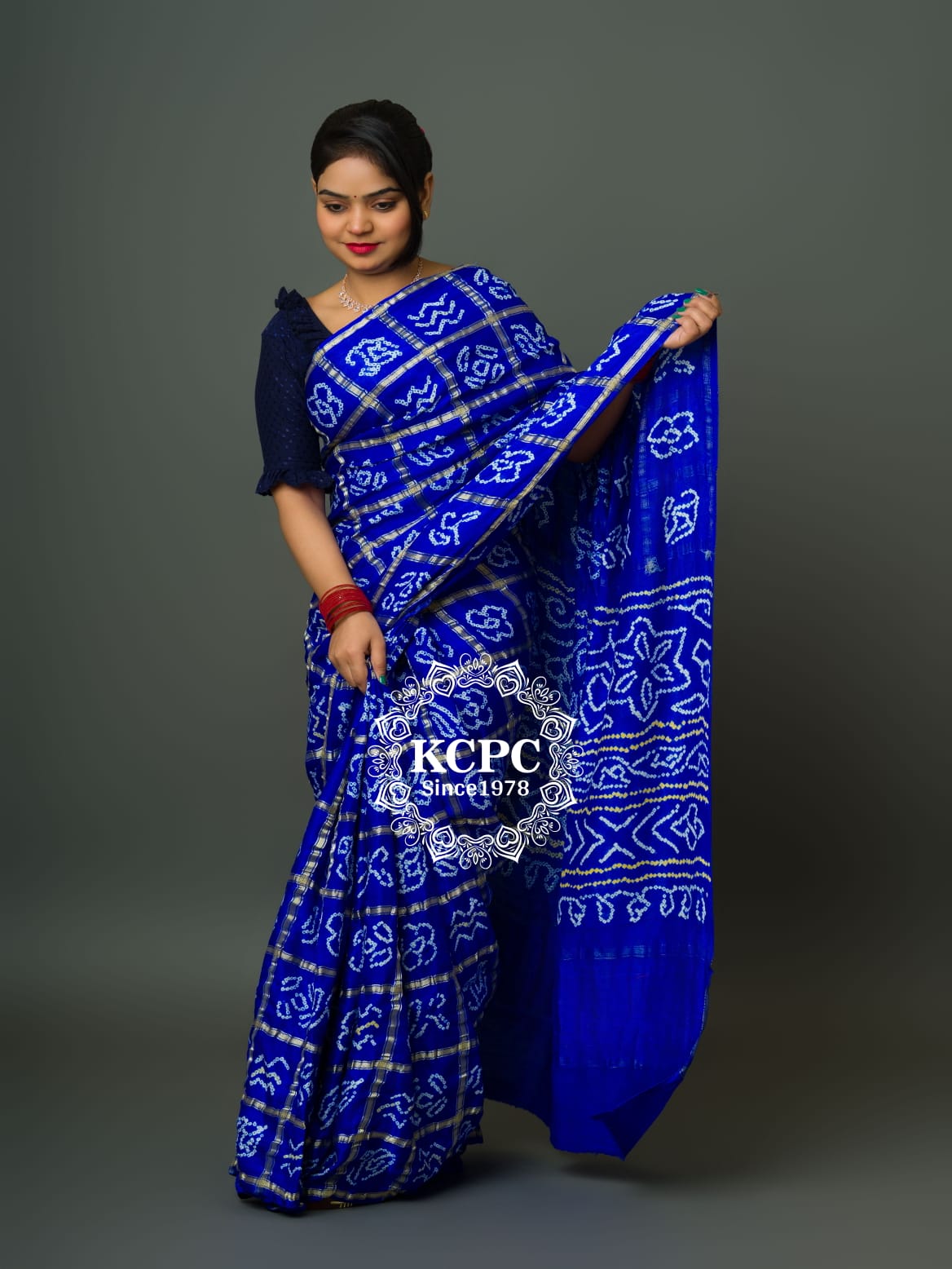 Pure Gaji Silk Bandhani Ghatchola Saree with Blouse, OR, KCPC