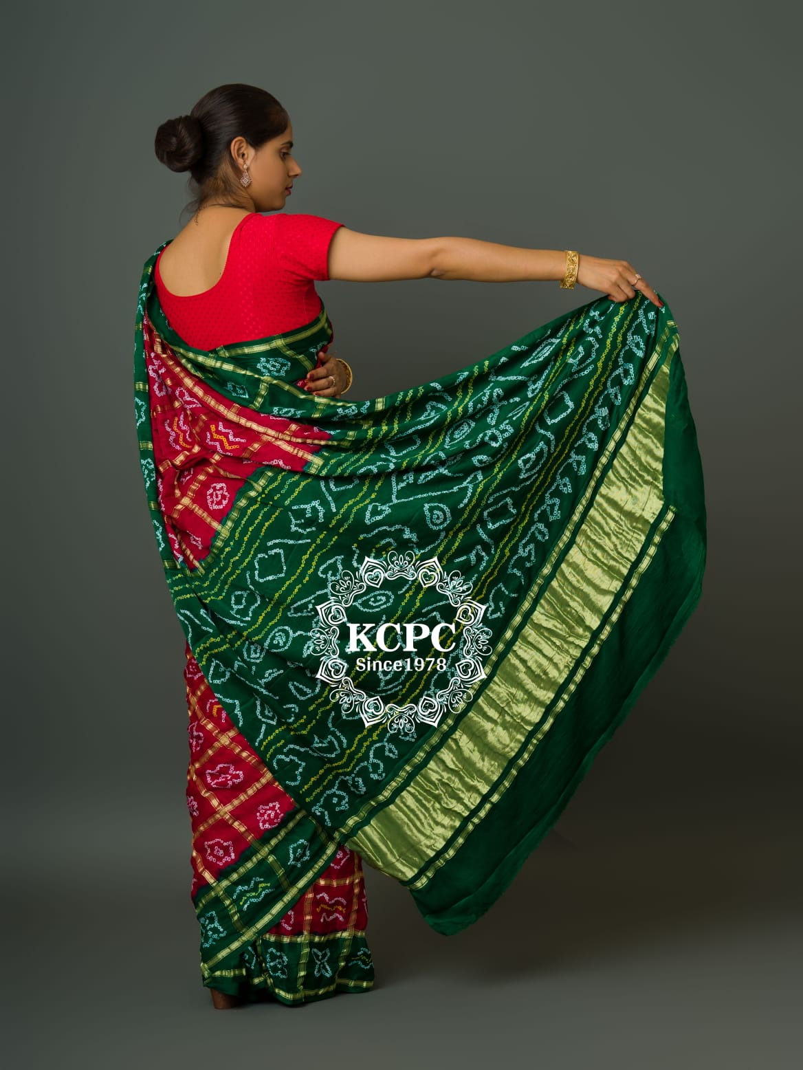 Pure Gaji Silk Bandhani Ghatchola Saree with Blouse, OR, KCPC