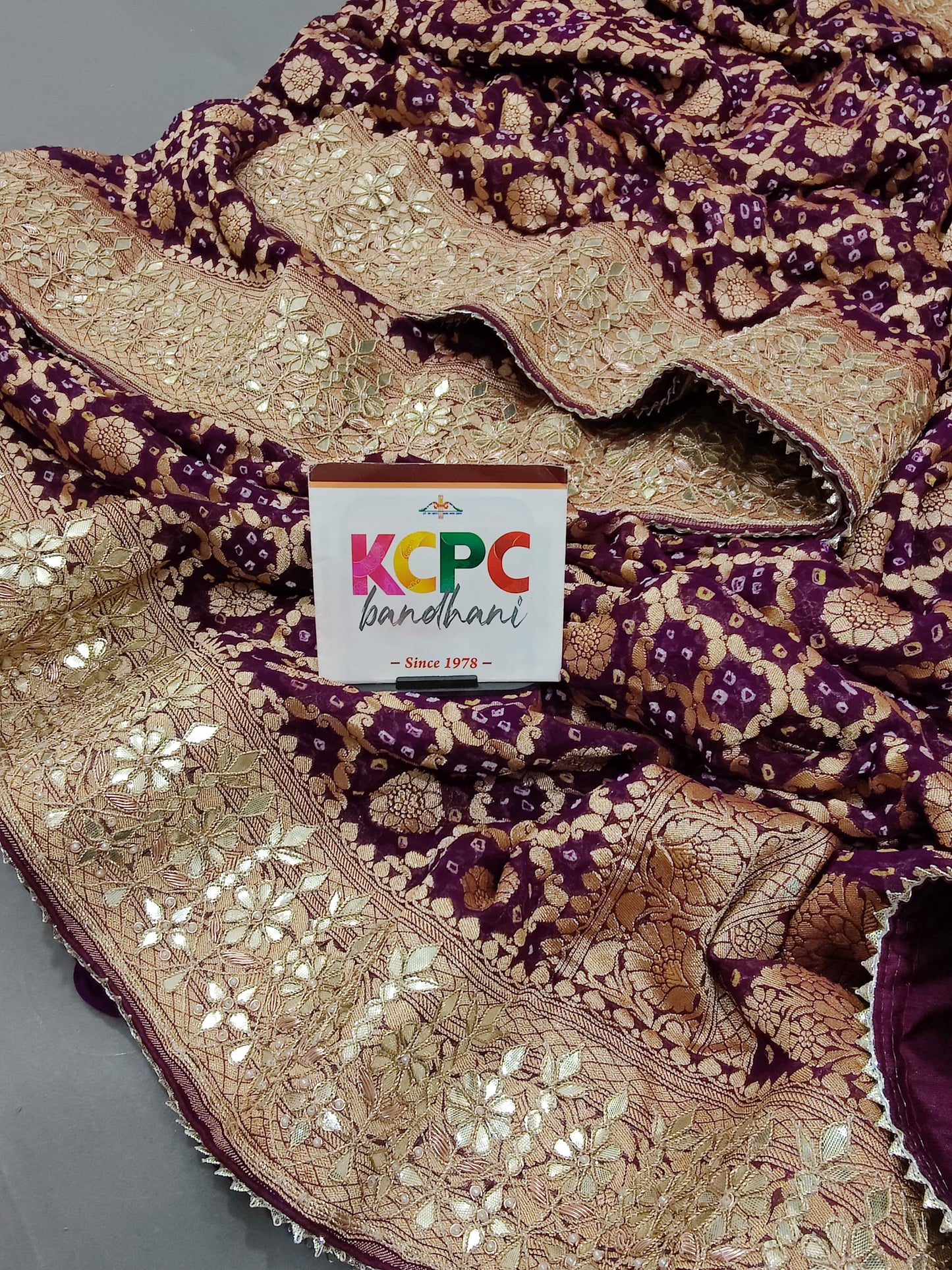 Latest New Pure Khaddi Georgette Neemzari Bandhej Gotapatti work saree with blouse, KCPC, AMT