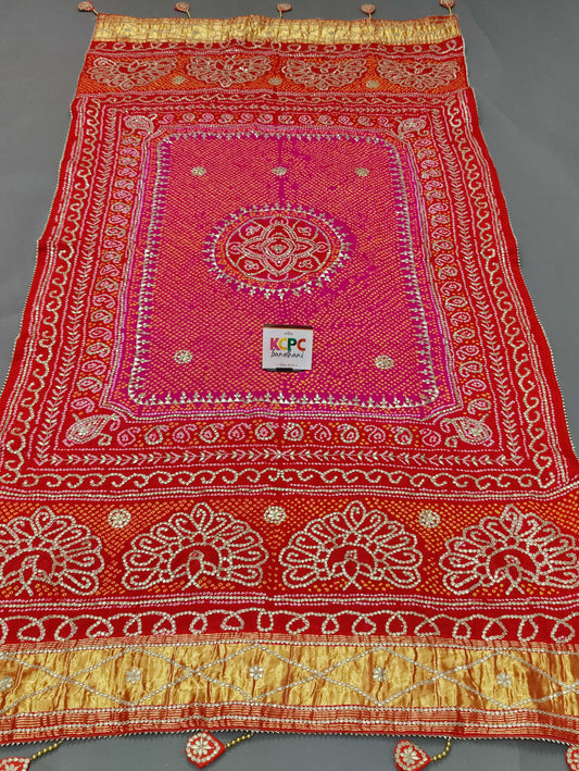 Latest New Launch Pure Gaji silk bandhani Gotapatti work Dupatta, KCPC, Amt