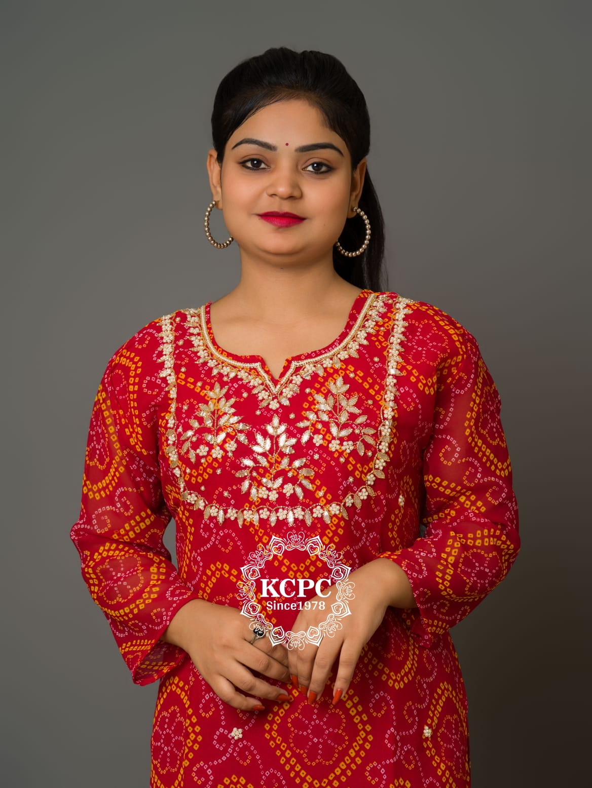 New Arrival Jaipuri Traditional Marwadi Gotapatti Handwork Long Straight Kurtis