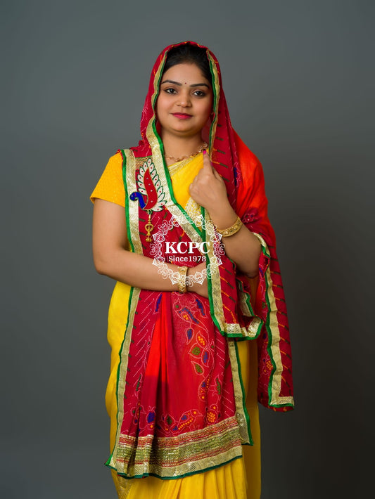 KcPc Exclusive Marwadi chunri pila Broach Stole