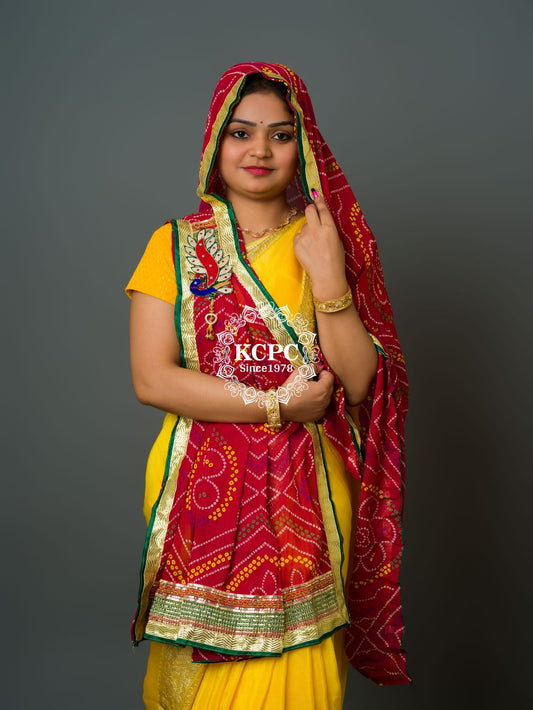 KcPc Exclusive Marwadi chunri Pila Broach Stole