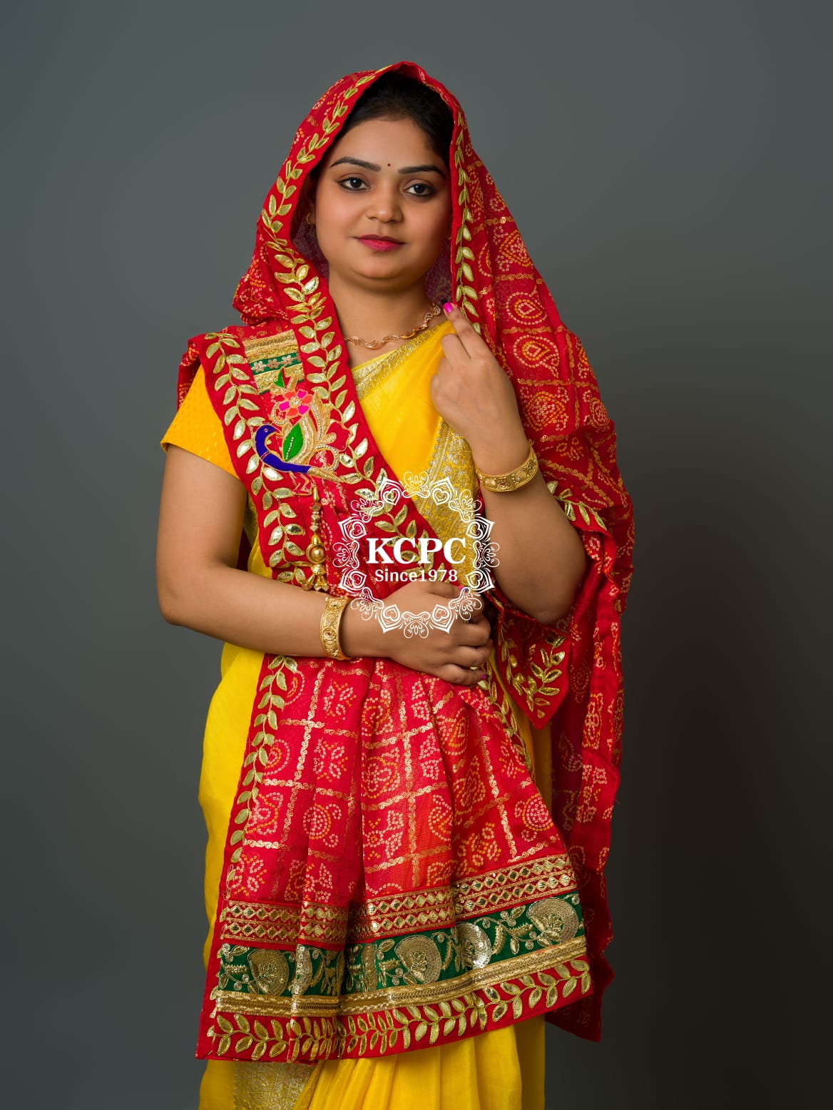 KcPc Rajasthani Marwadi Bandhani chunri Pila Broach Stole,RSC