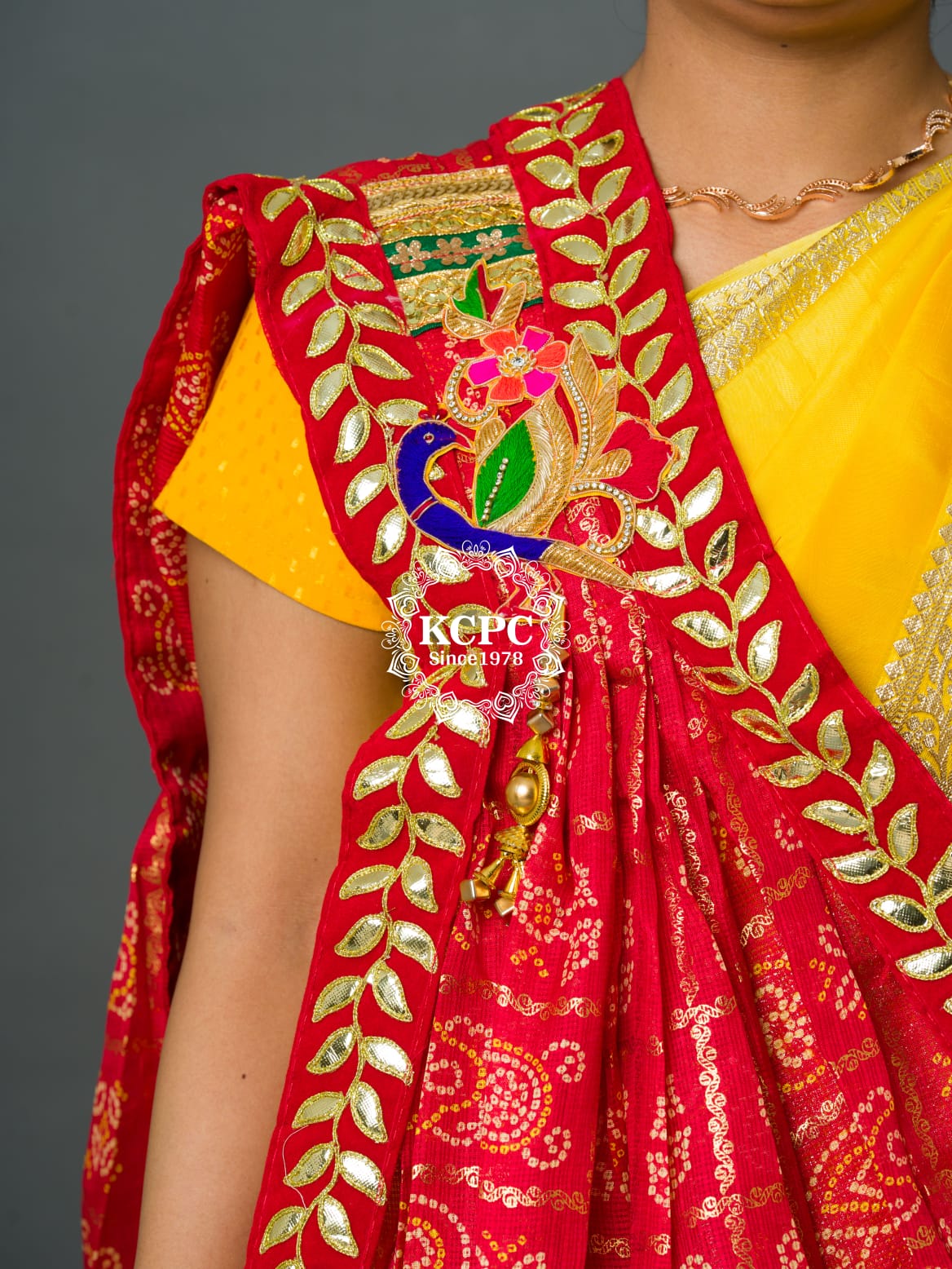 KcPc Rajasthani Marwadi Bandhani chunri Pila Broach Stole,RSC