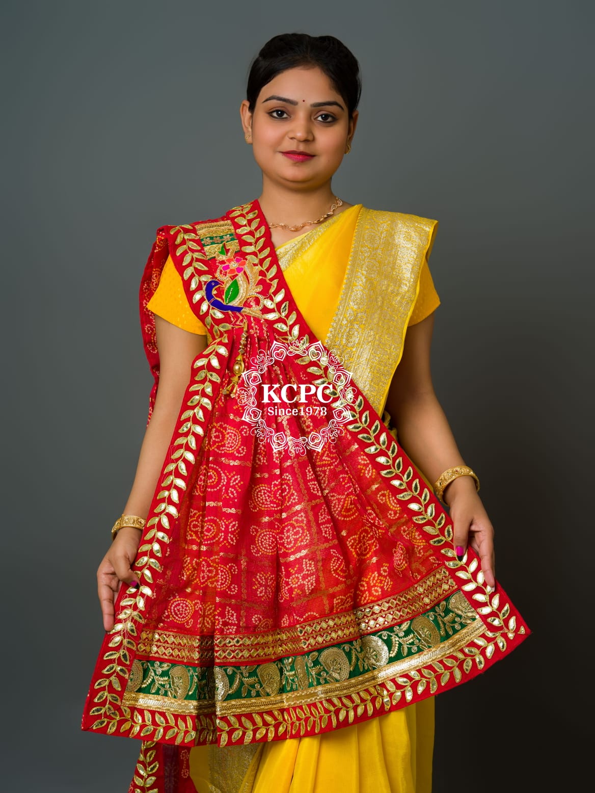 KcPc Rajasthani Marwadi Bandhani chunri Pila Broach Stole,RSC