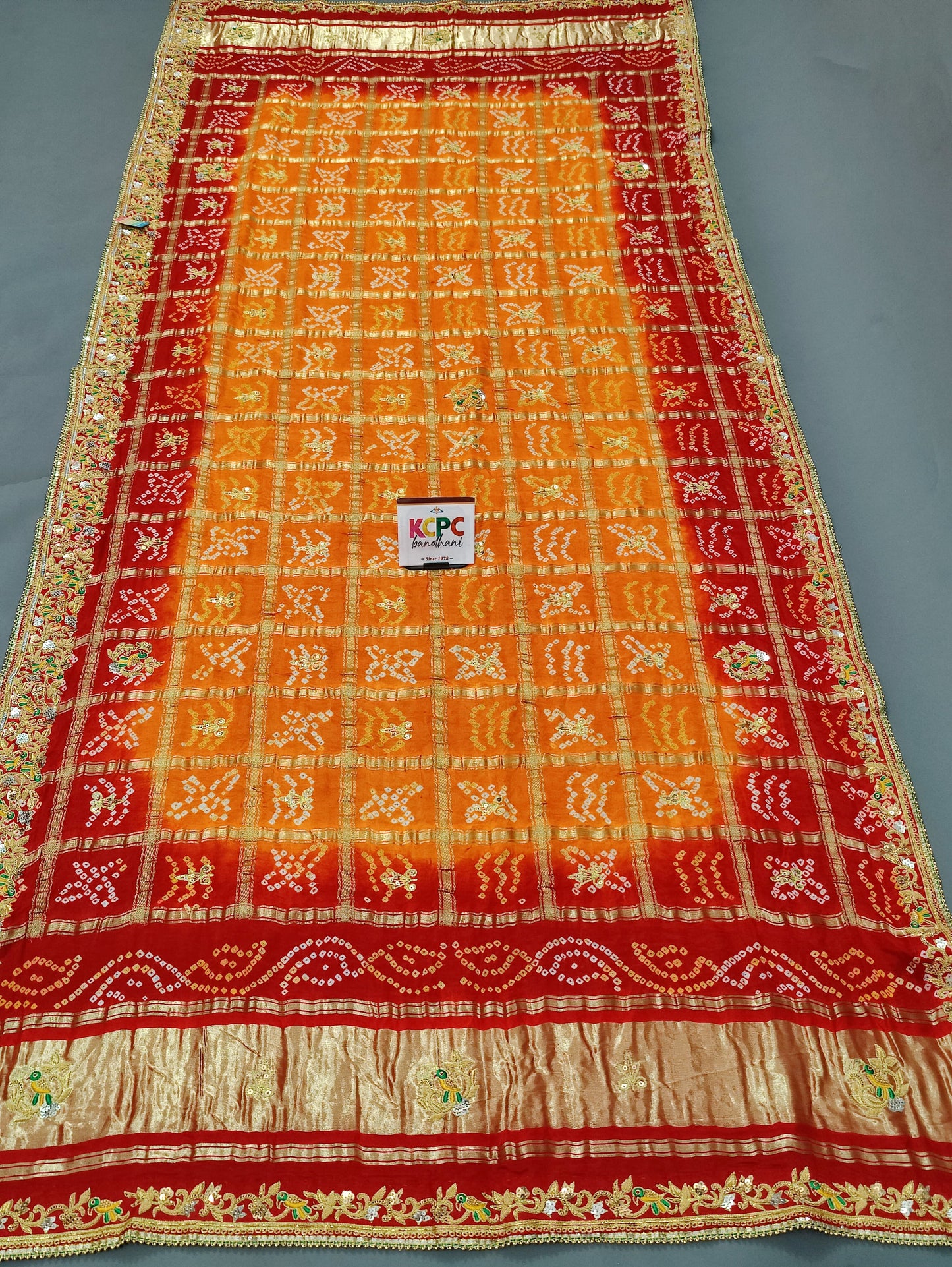 Pure Gaji Silk Bandhani Ghatchola Chunri Odhna Dupatta in Kolkata Zardozi work