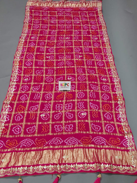 Latest New Pure Gaji silk hand gotapatti work Dupatta, KCPC, RG